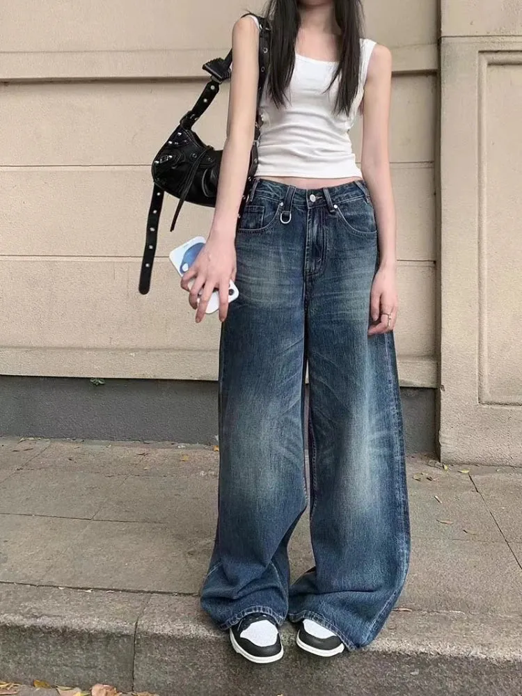 2024 Korean Streetwear Y2K Gyaru Acubi Fashion Baggy Jeans