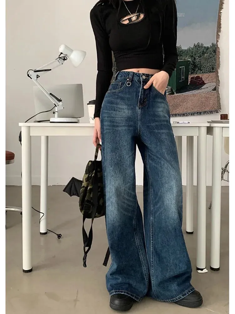 2024 Korean Streetwear Y2K Gyaru Acubi Fashion Baggy Jeans