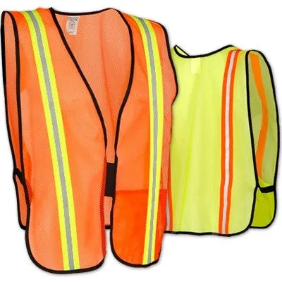 (24/Case) Non ANSI Safety Vests Reflective Stripes Orange & Lime Green