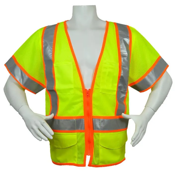 3A Safety - ANSI Certified Ultra-lightweight Safety Vest with Contrasting Outlines Lime Color Size 4X-large