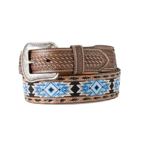 3D Men's Belt Blue Diamond Inlay Belt