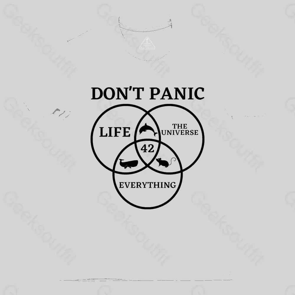 42 Answer to Life Universe and Everything Don't Panic T-Shirt