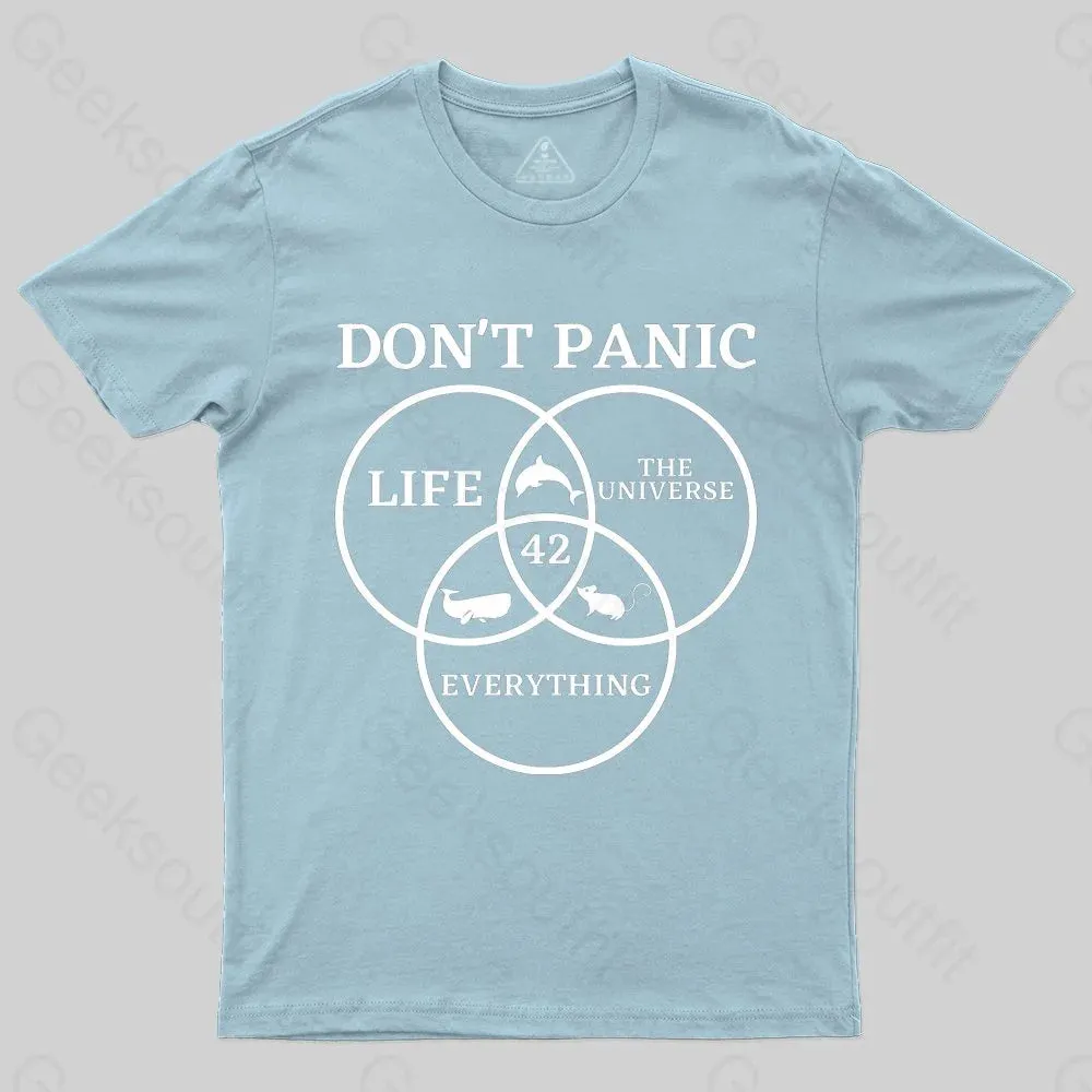 42 Answer to Life Universe and Everything Don't Panic T-Shirt