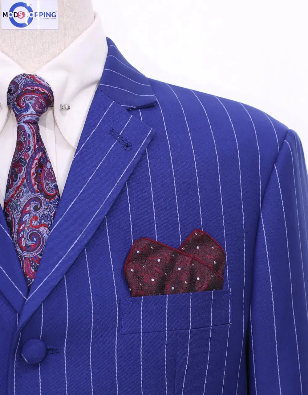 60s Mod Style Royal Blue Pinstripe Suit