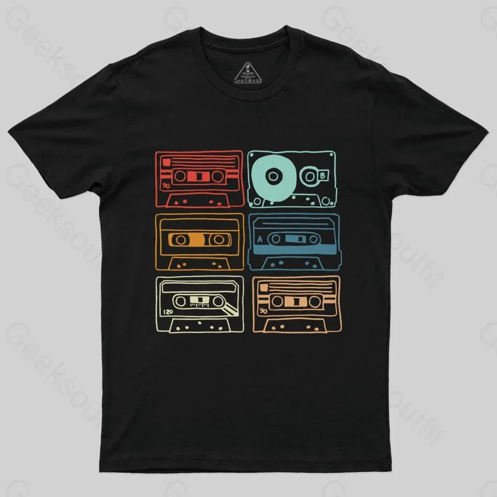 80s 90s Retro Party Costume Cassette Tapes T-Shirt