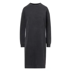 Acid Wash Sweatshirt Dress Black