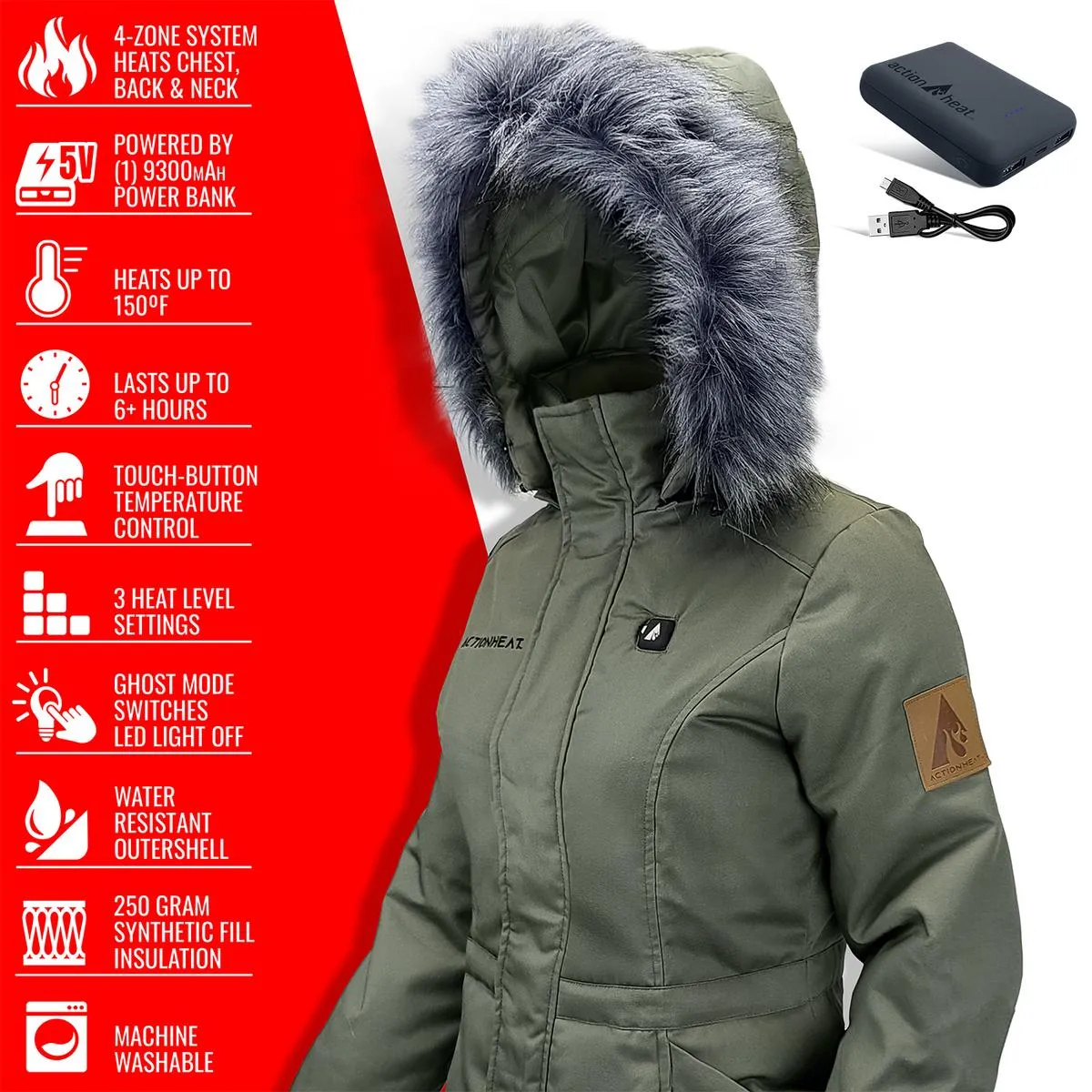 ActionHeat 5V Women's Battery Heated Parka Jacket