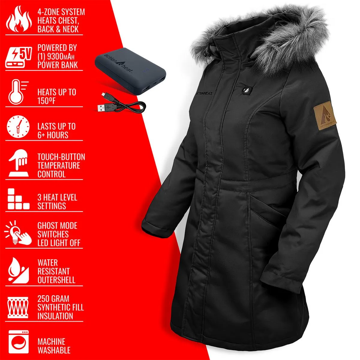 ActionHeat 5V Women's Battery Heated Parka Jacket