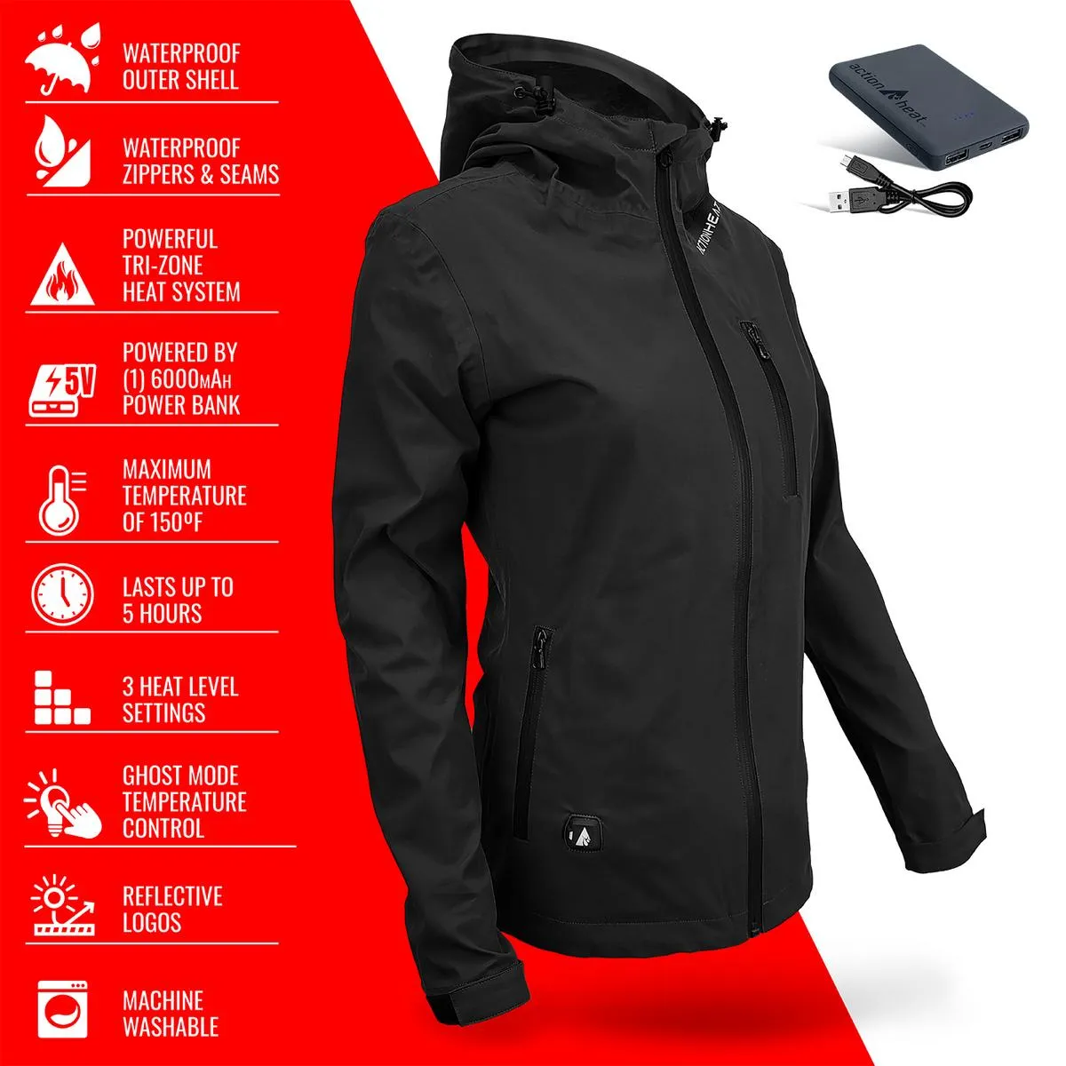 ActionHeat 5V Women's Battery Heated Rain Jacket