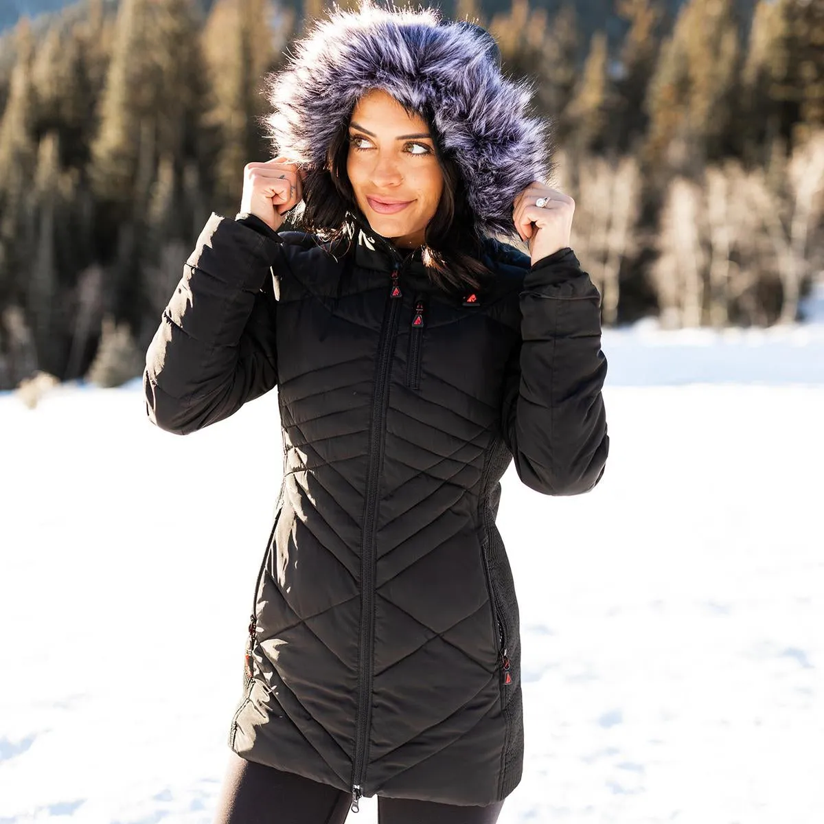 ActionHeat 5V Women's Heated Long Puffer Jacket W/ Hood