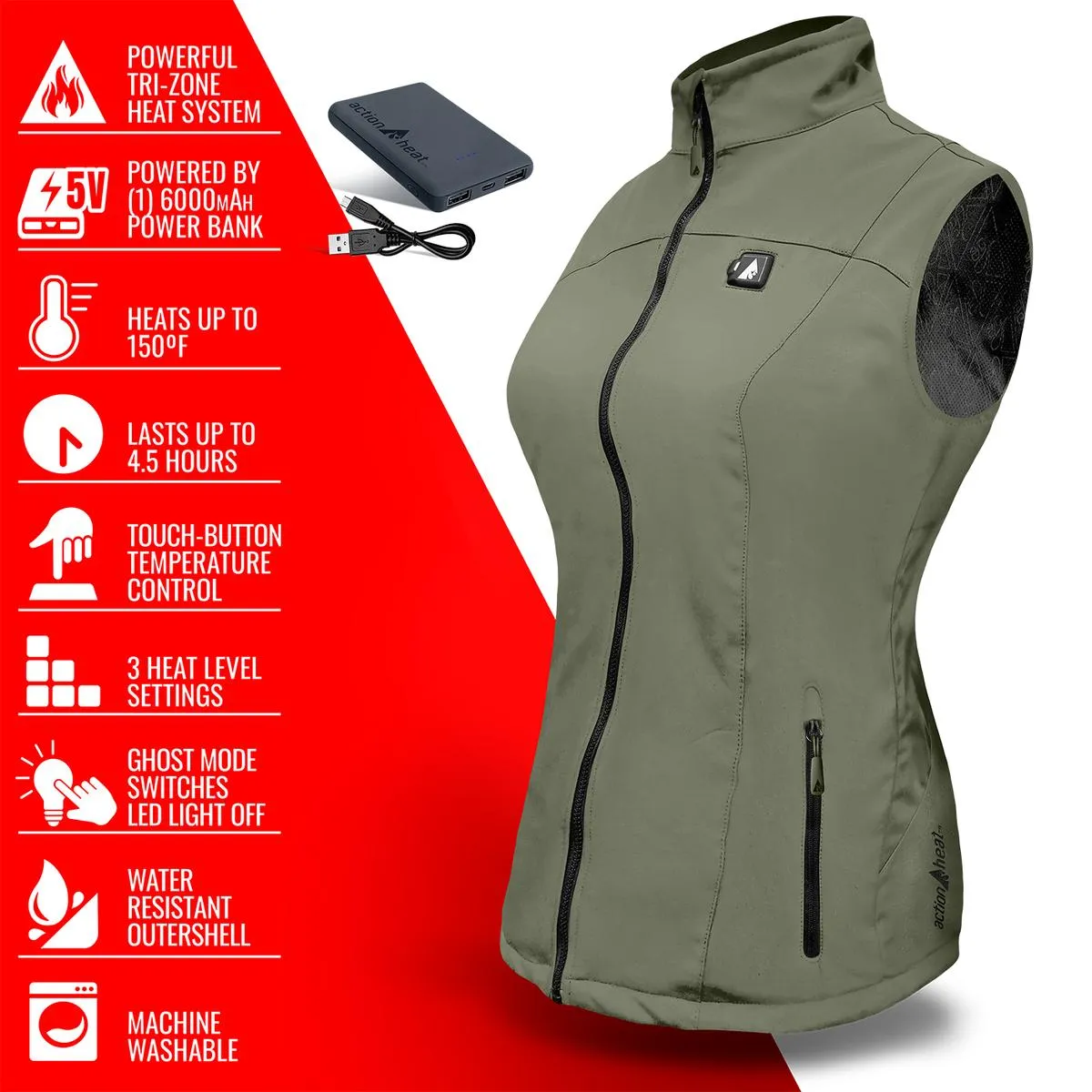 ActionHeat 5V Women's Softshell Battery Heated Vest