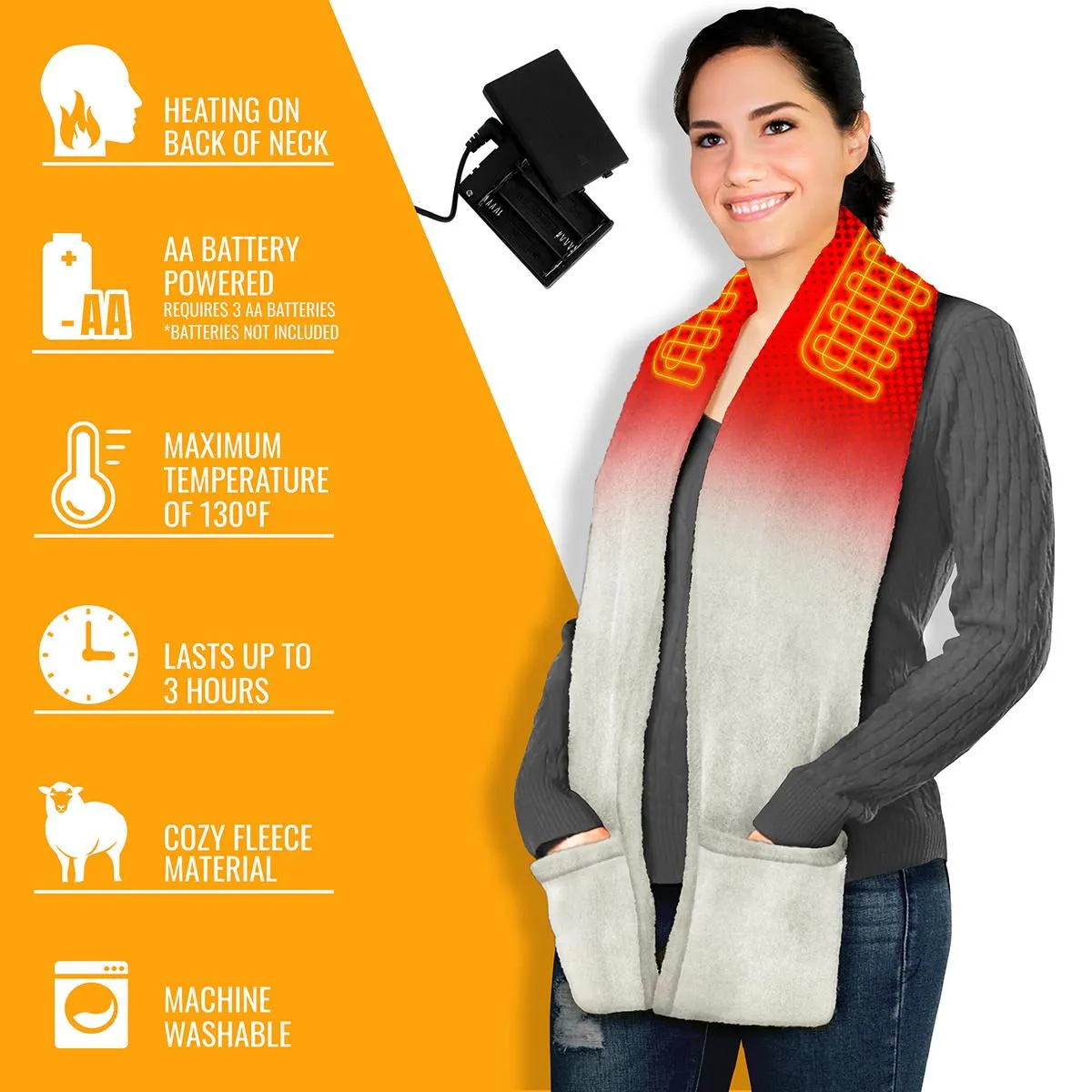 ActionHeat AA Battery Heated Fleece Scarf