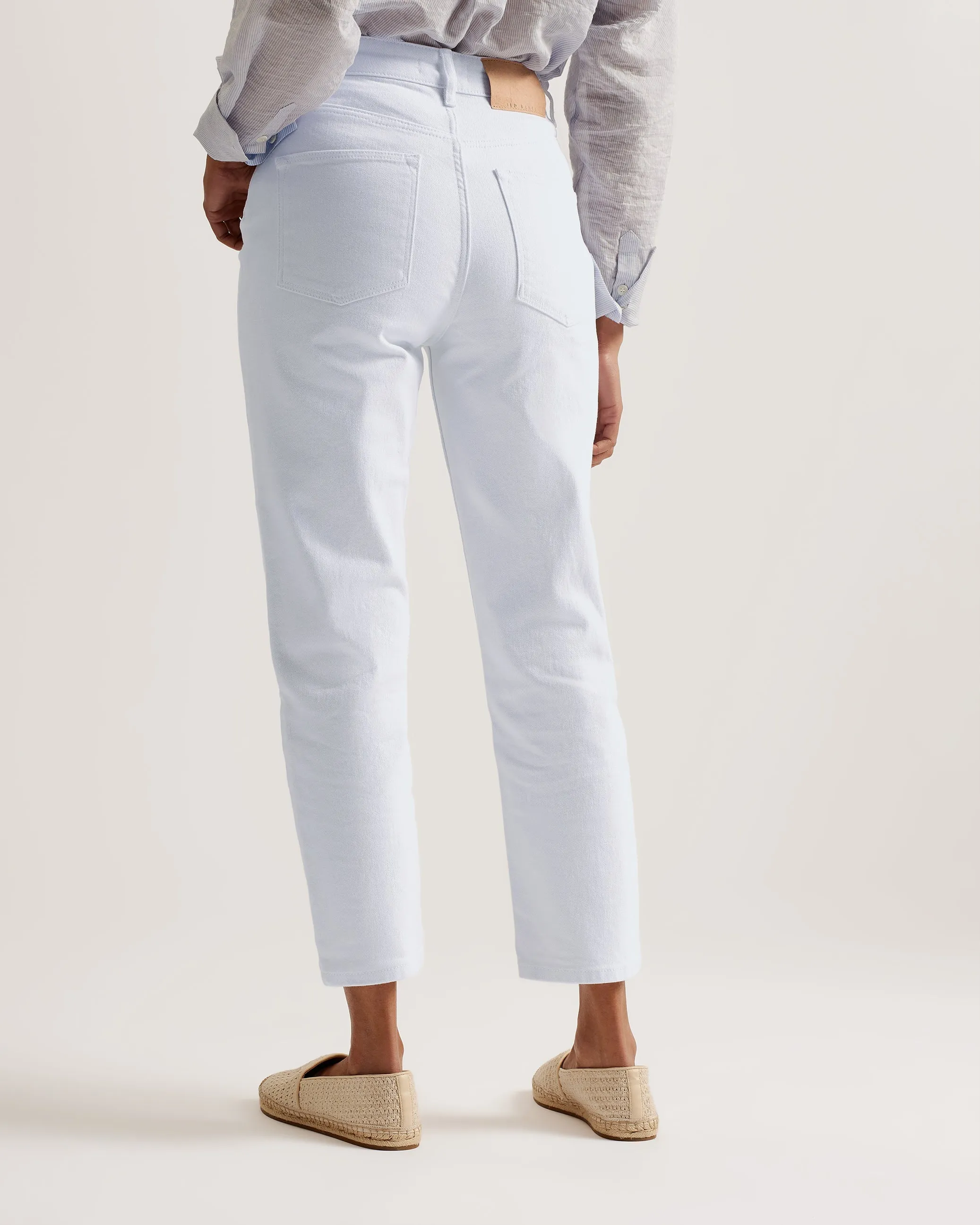 Alces Mid Rise Straight Leg Jeans White