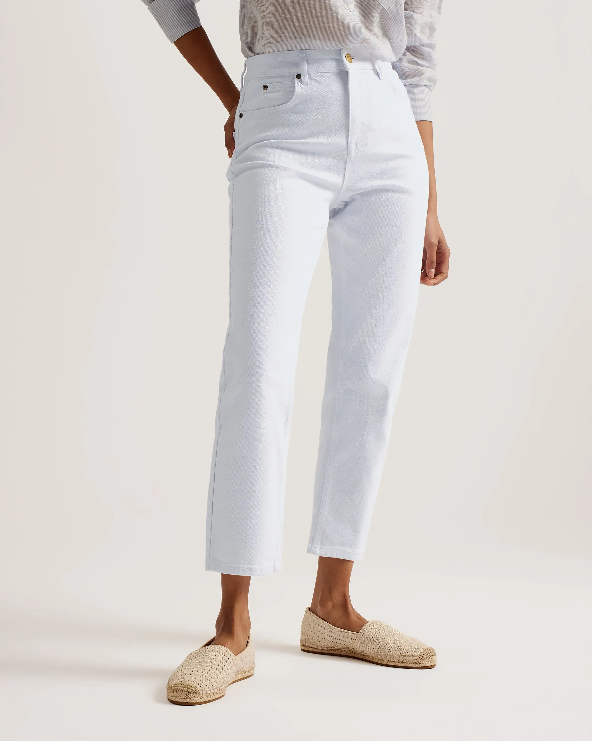 Alces Mid Rise Straight Leg Jeans White