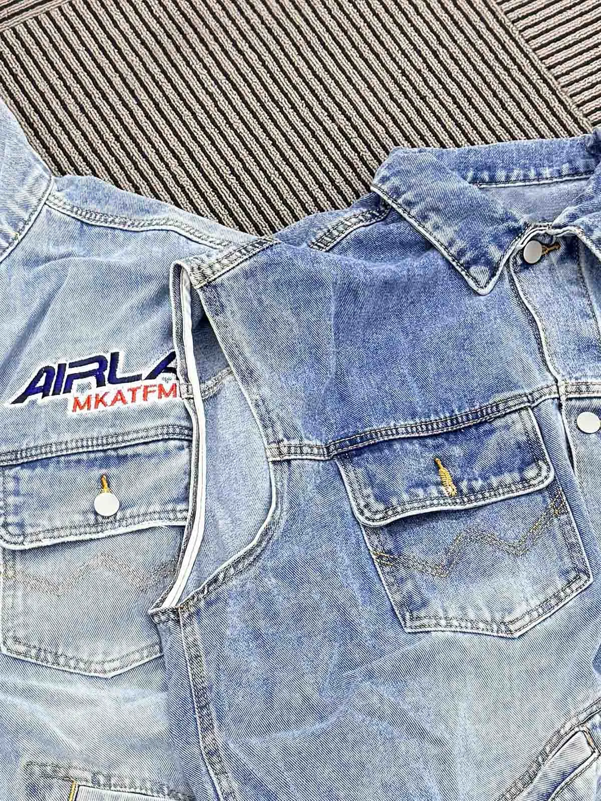 American Retro Washed Printed Denim Vest - 1997