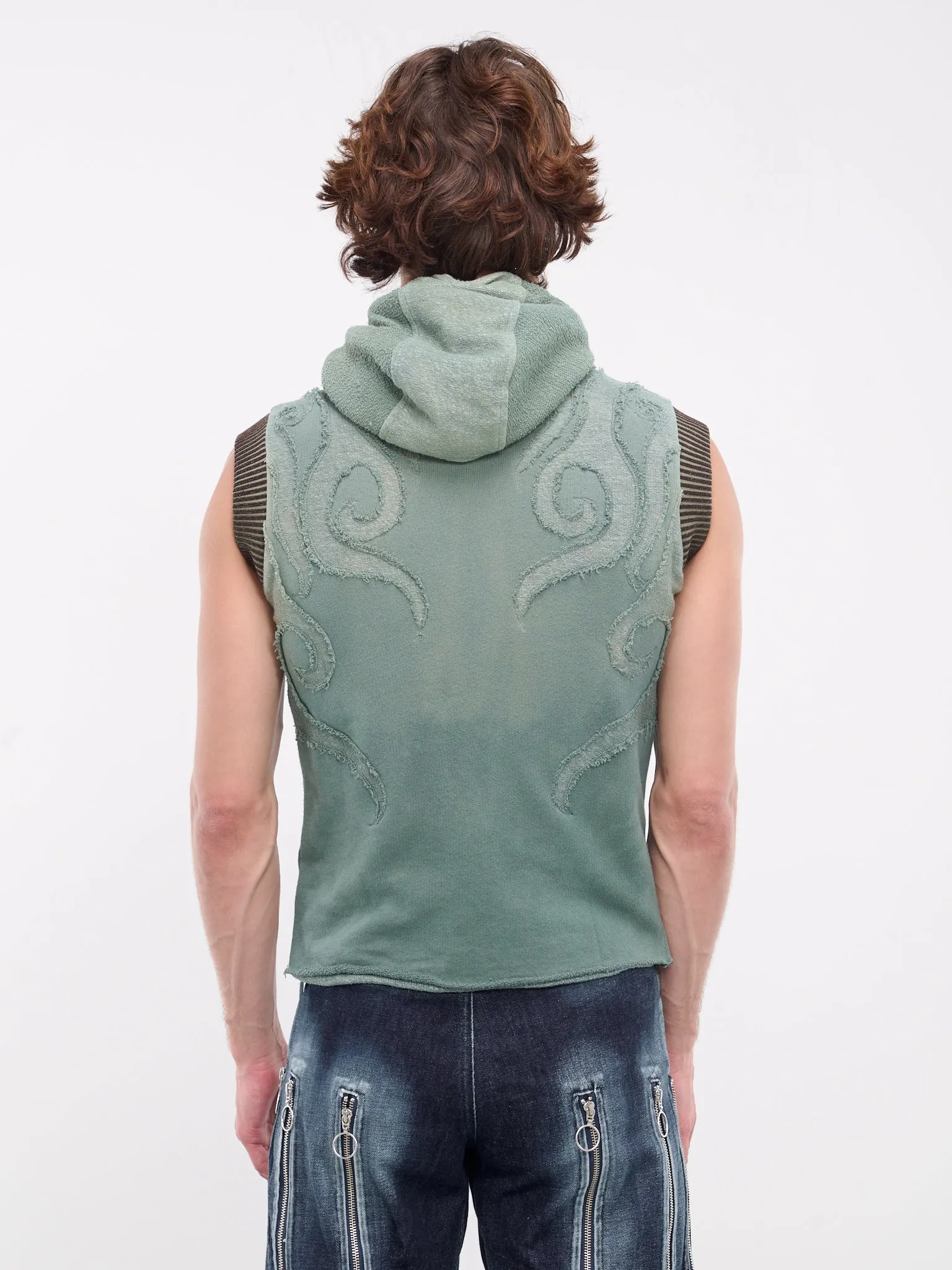 Appliqué Jersey Hooded Vest (APPVEST-OLIVE-GREEN-GARMENT-DY)