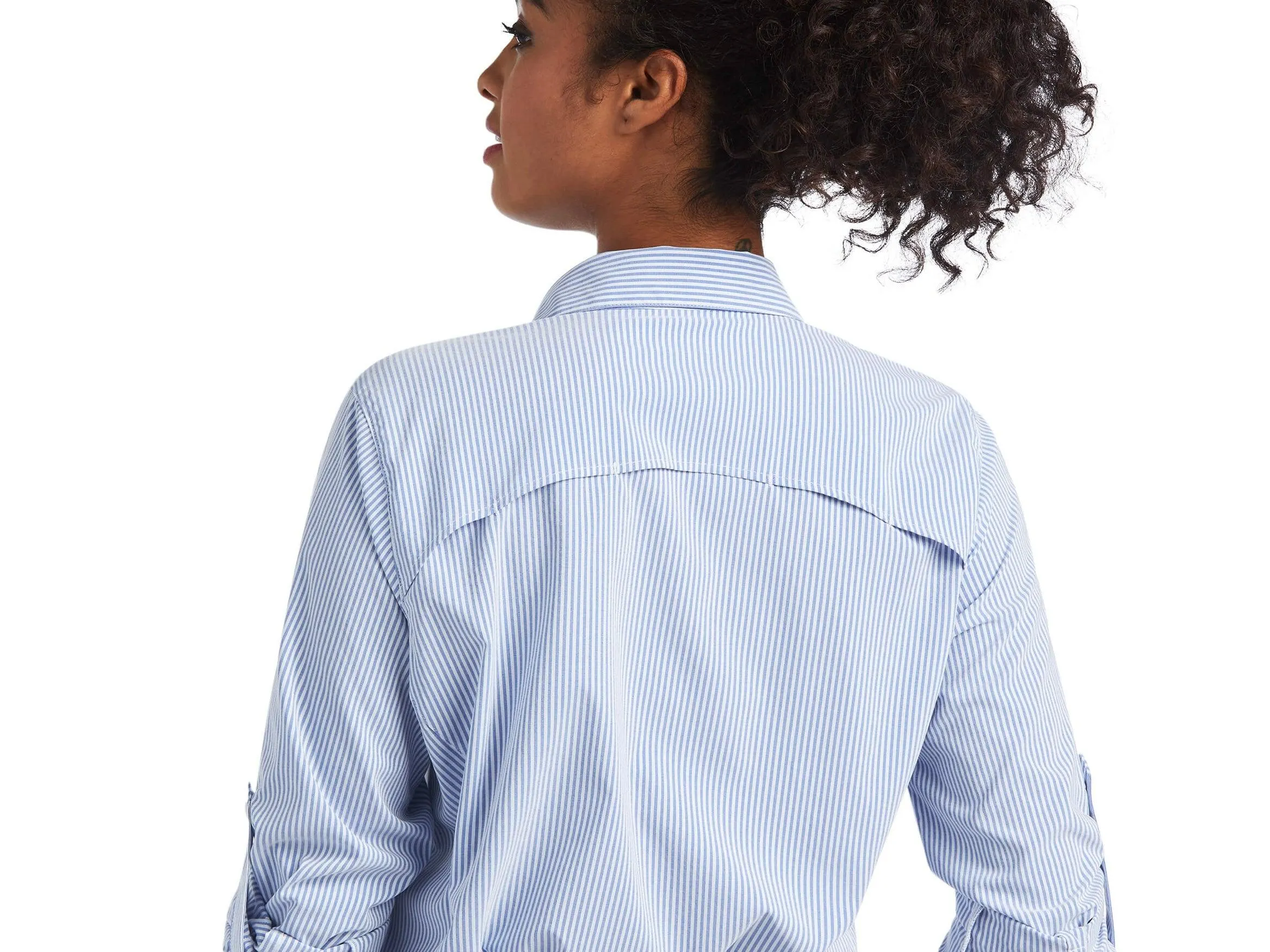 Ariat Women's VentTEK Stretch Mazarine Blue/White Pinstripe Western Shirt 10039328