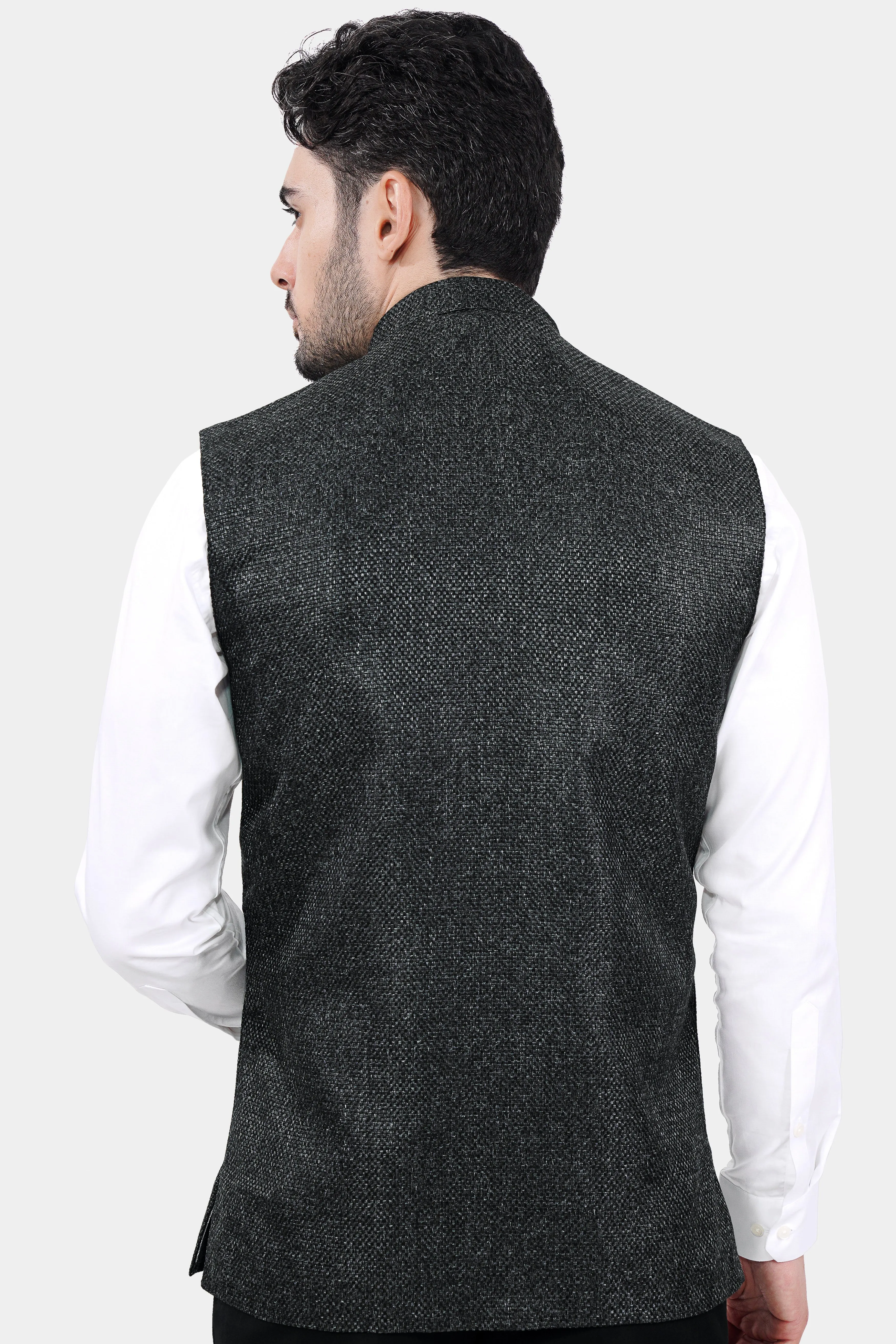 Arsenic Gray Woolrich Single Breasted Nehru Jacket