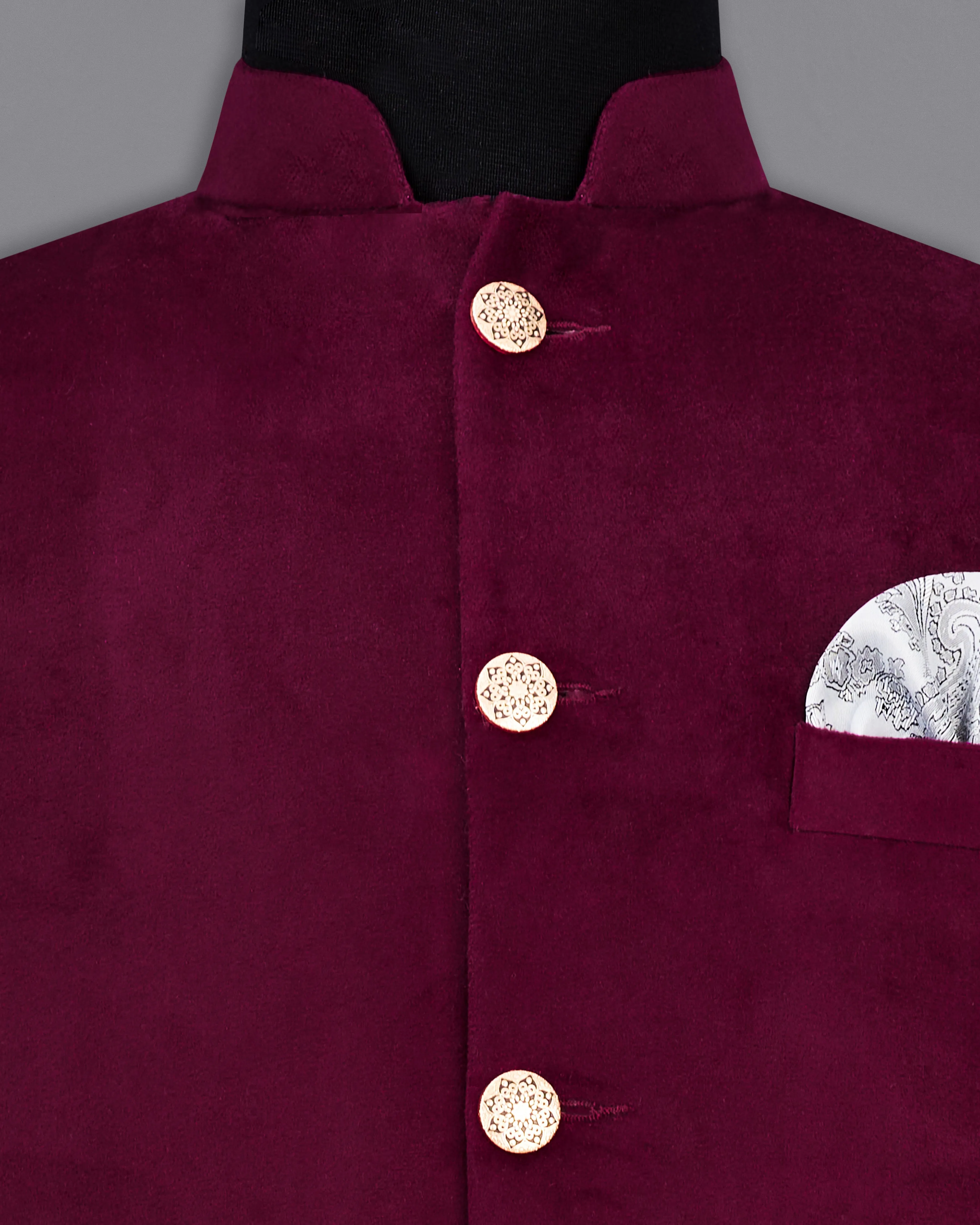 Barossa Maroon Velvet Designer Nehru Jacket