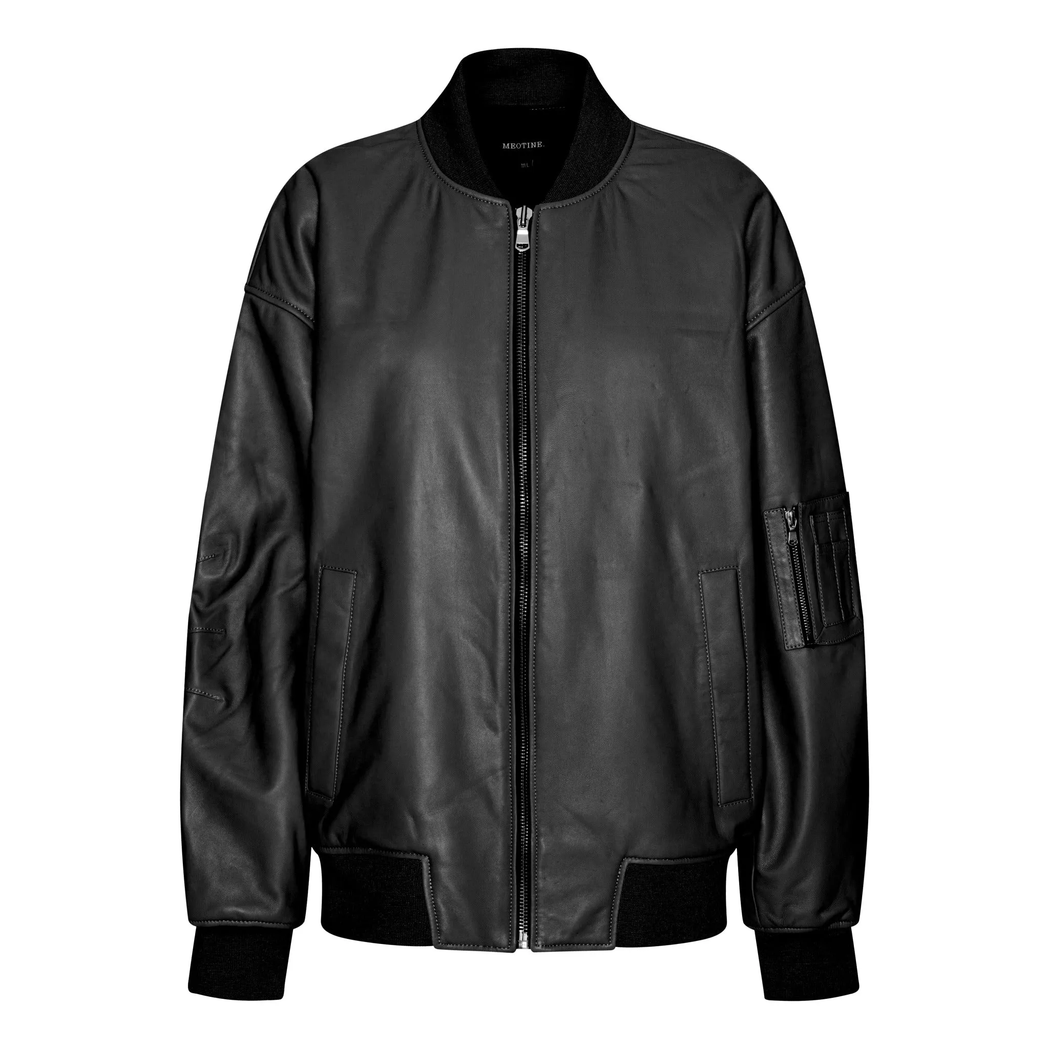 BIANCA LEATHER BOMBER - BLACK