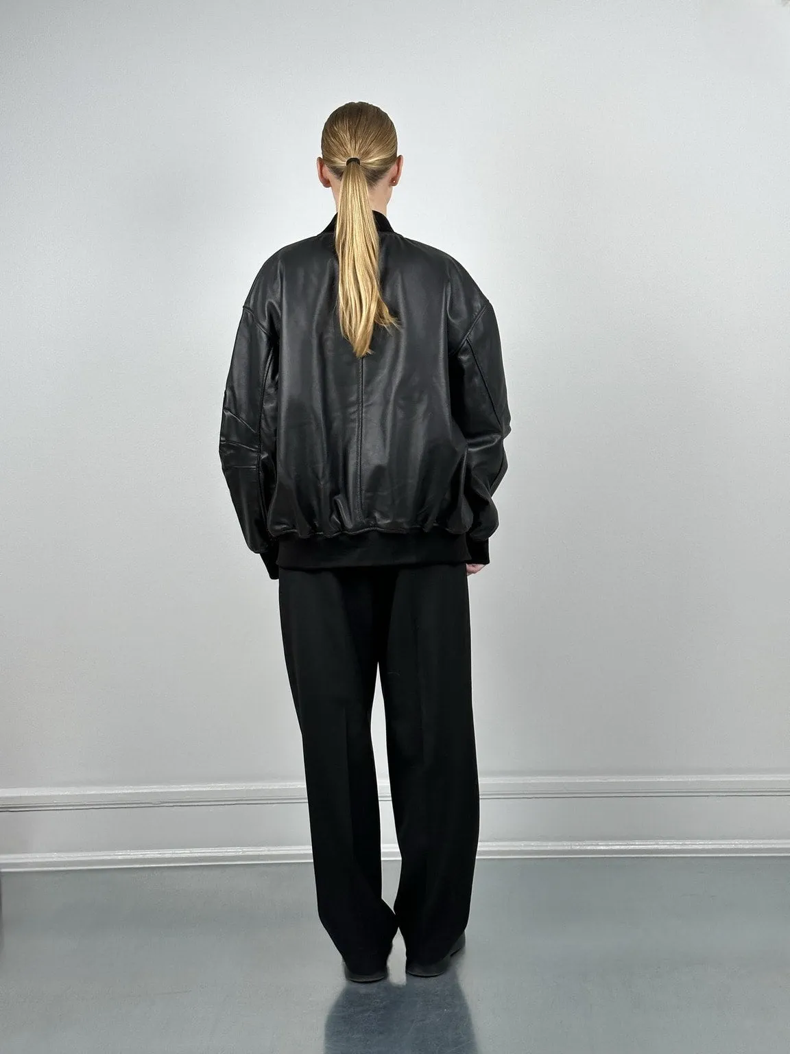 BIANCA LEATHER BOMBER - BLACK