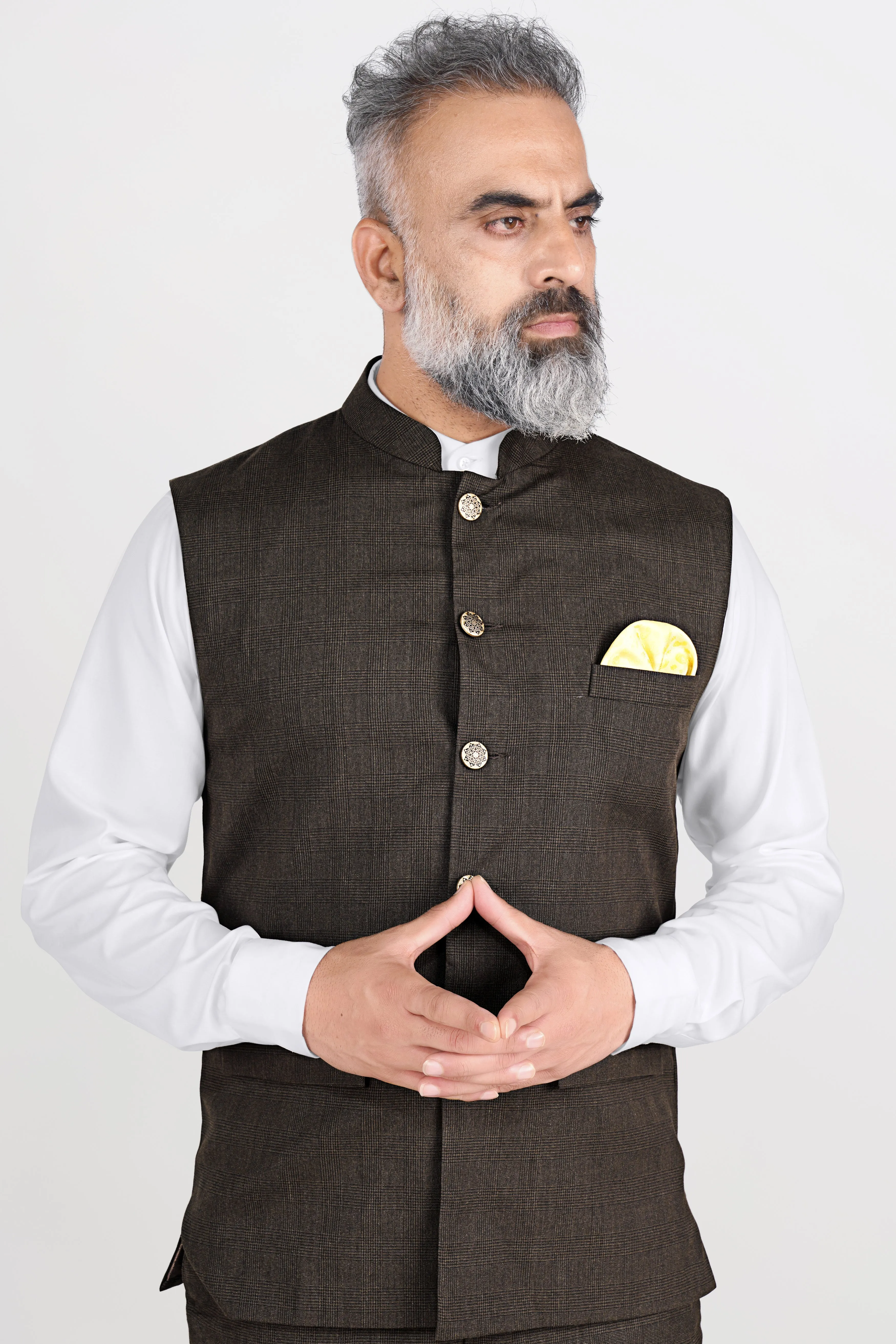 Bistre Brown Wool Rich Nehru Jacket