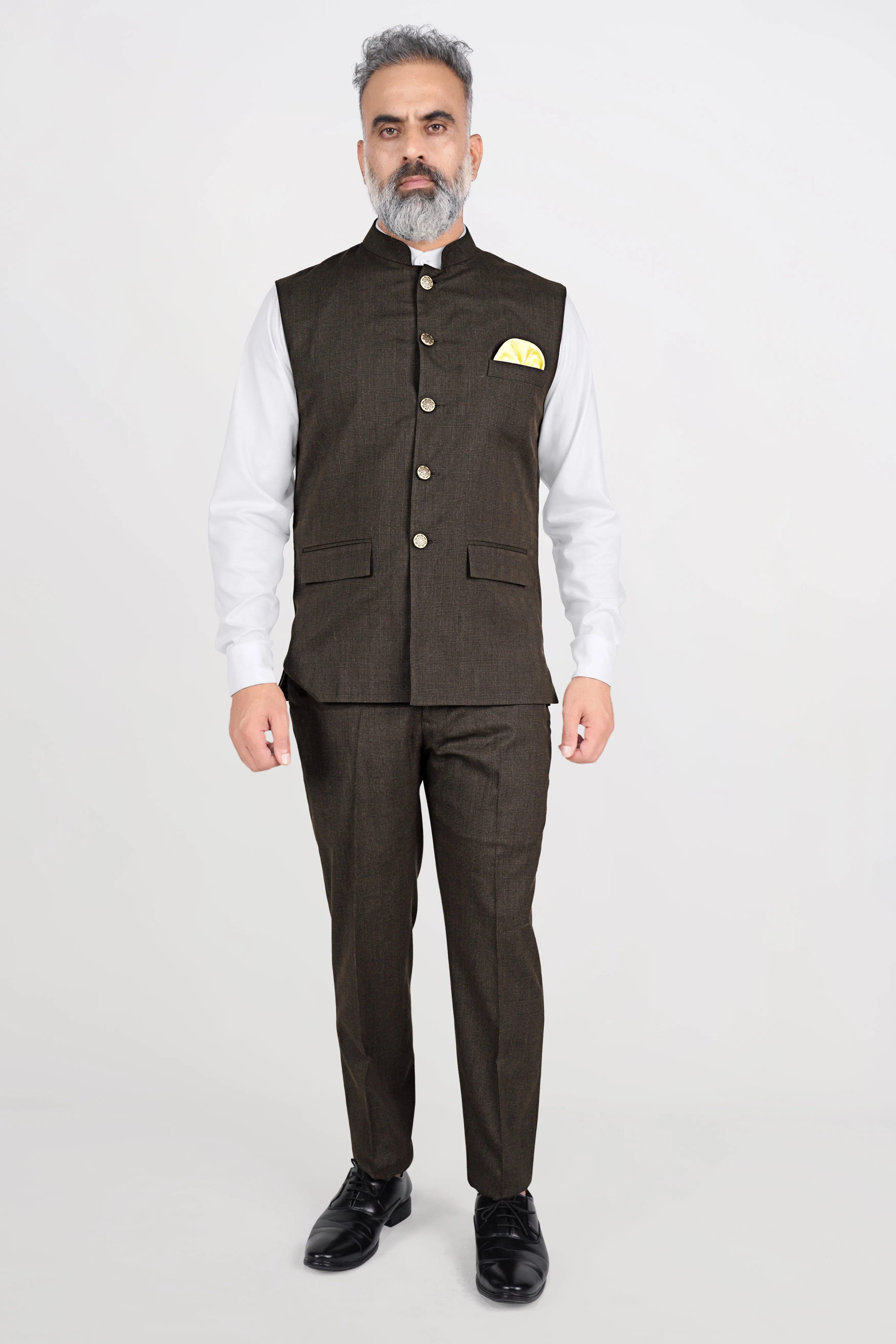 Bistre Brown Wool Rich Nehru Jacket