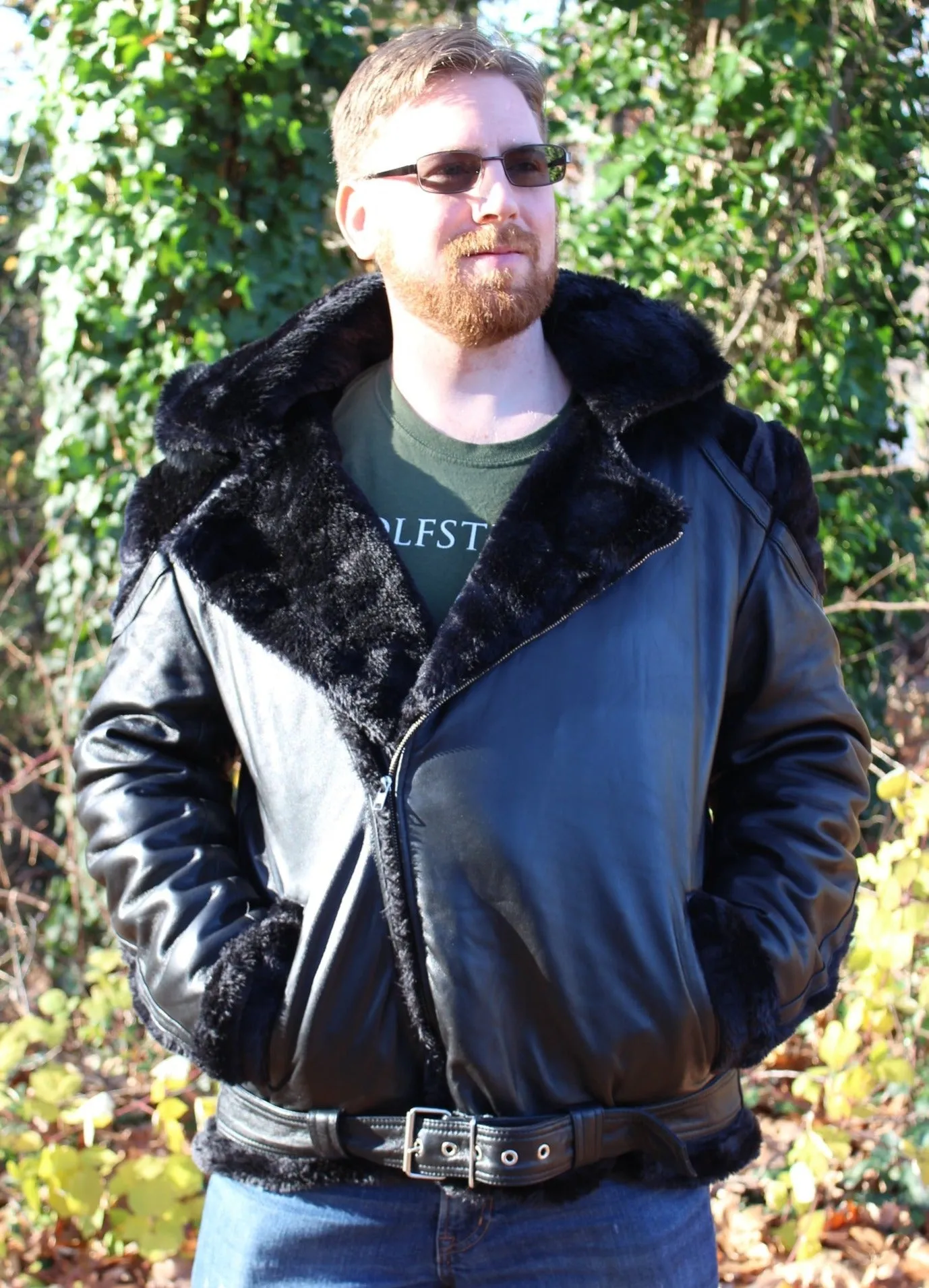 Black Leather and Fur Jacket by Otter and The Fox