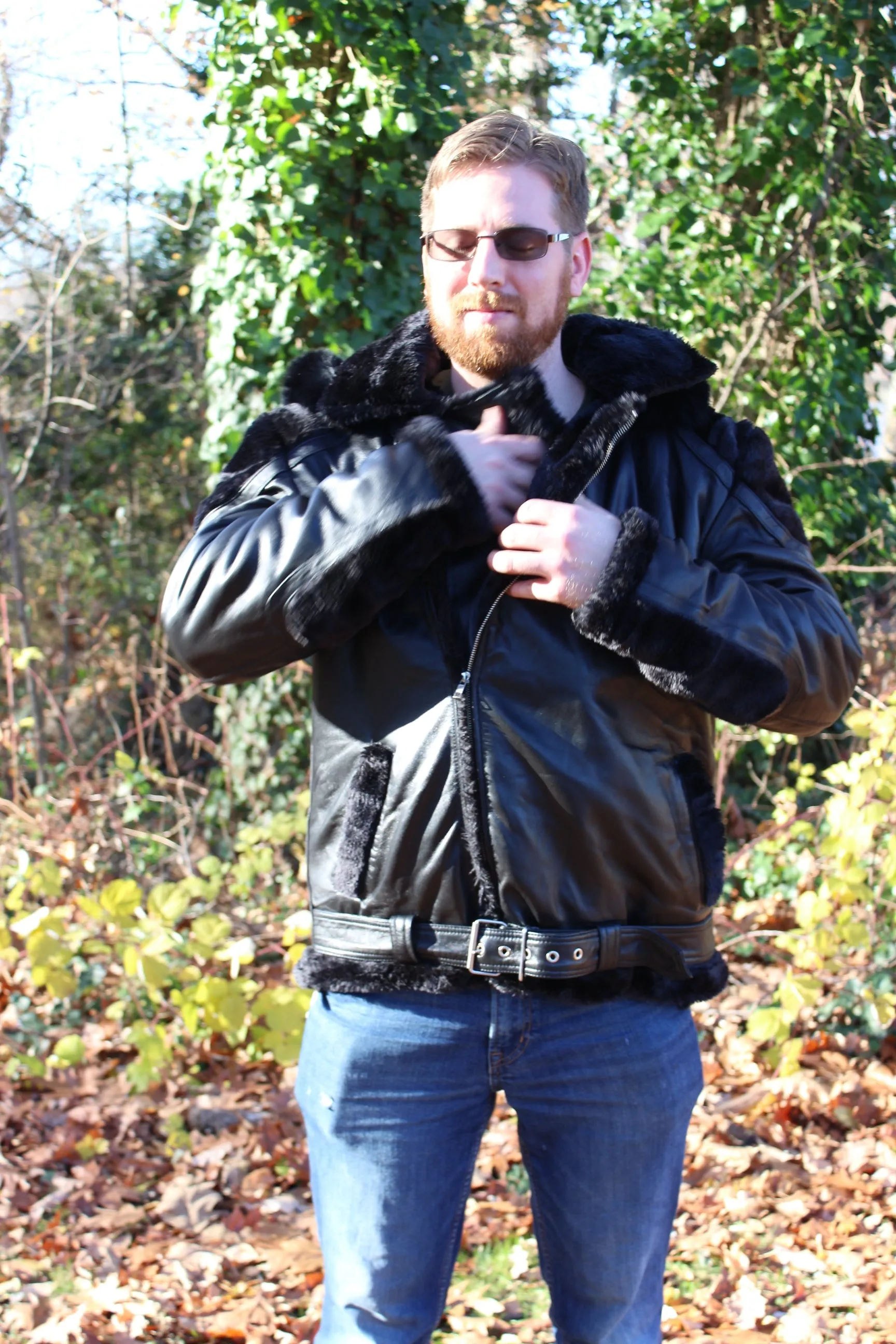 Black Leather and Fur Jacket by Otter and The Fox