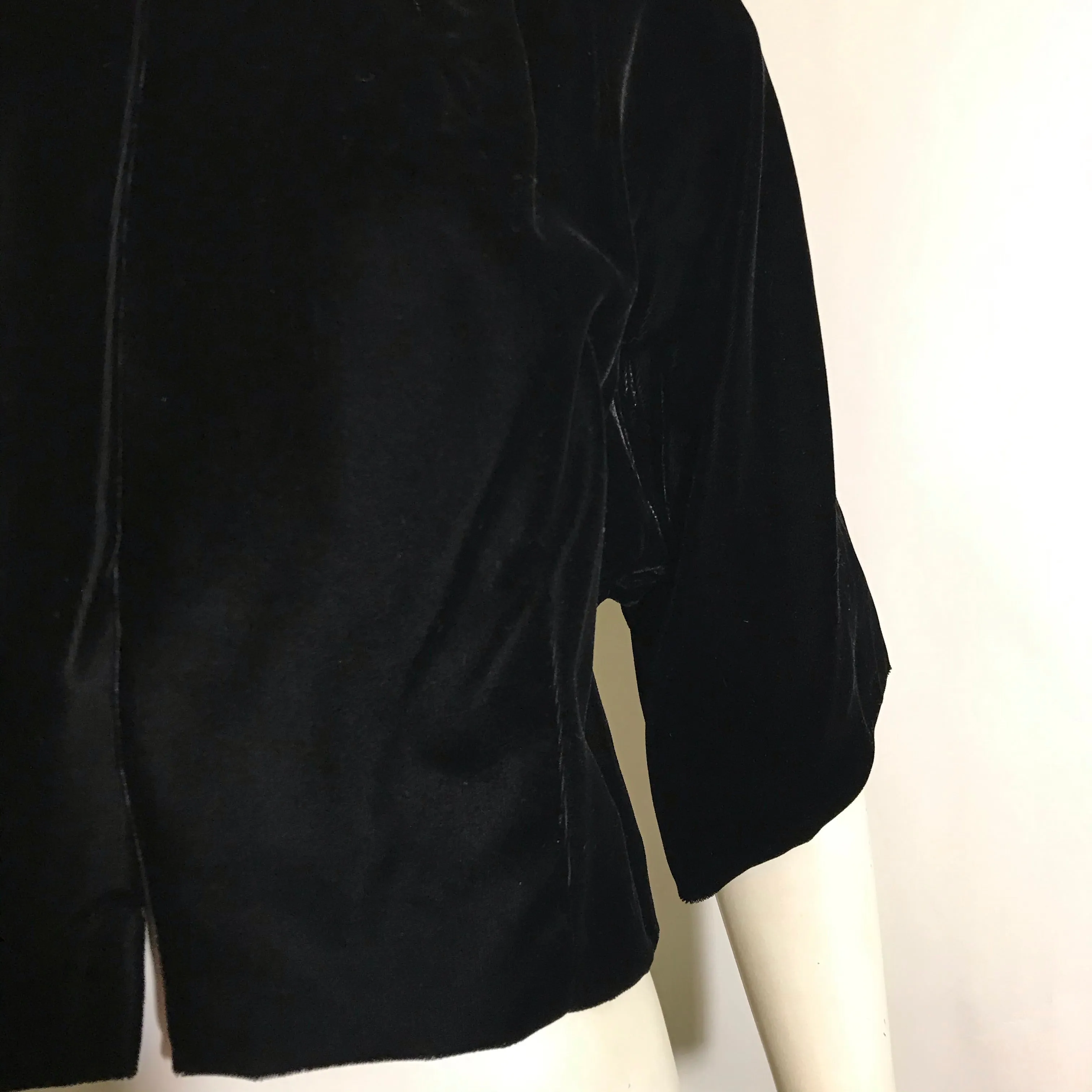 Black Velvet Cropped Jacket with Sequined Neckline circa 1960s