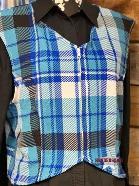 Blue Plaid Buckle Crop