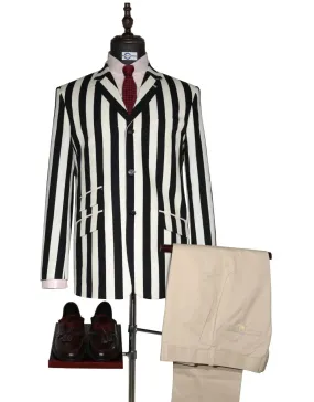 Boating Blazer | Black And White Striped Jacket