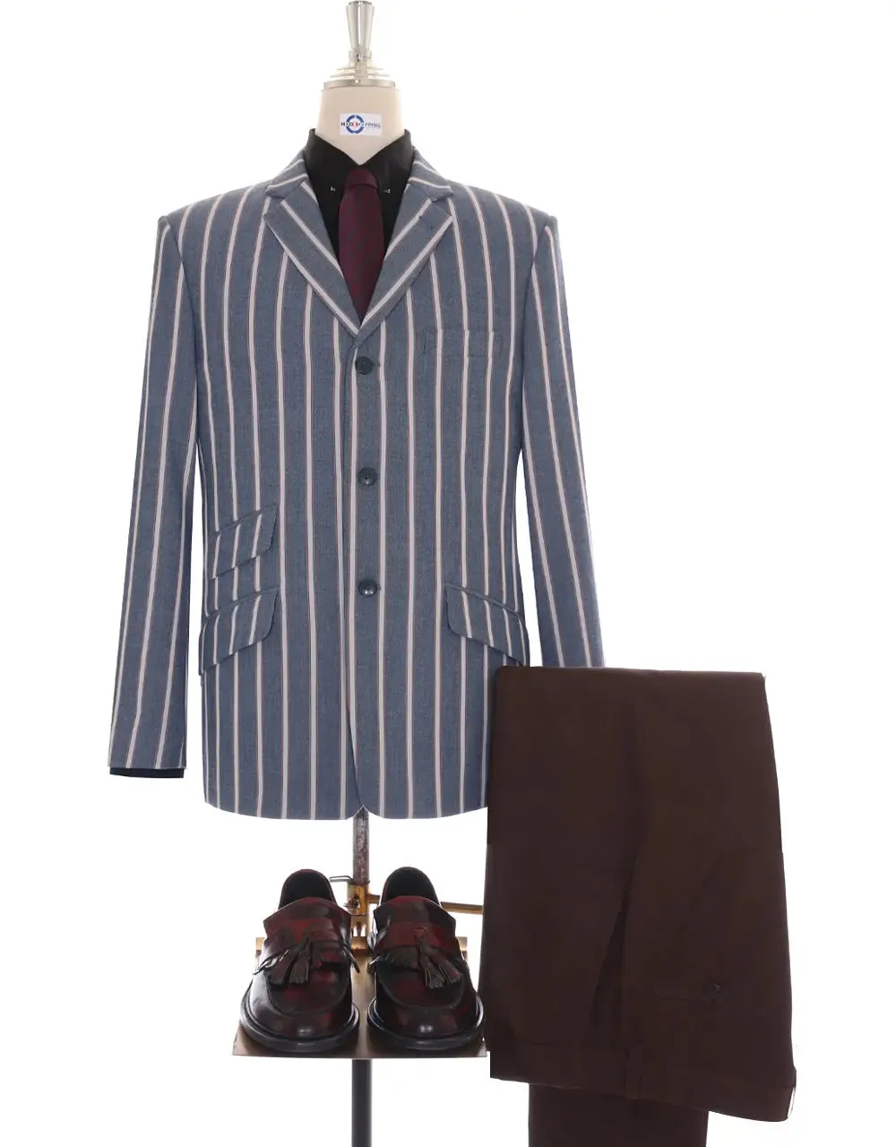 Boating Blazer | Light Grey and White Striped Blazer