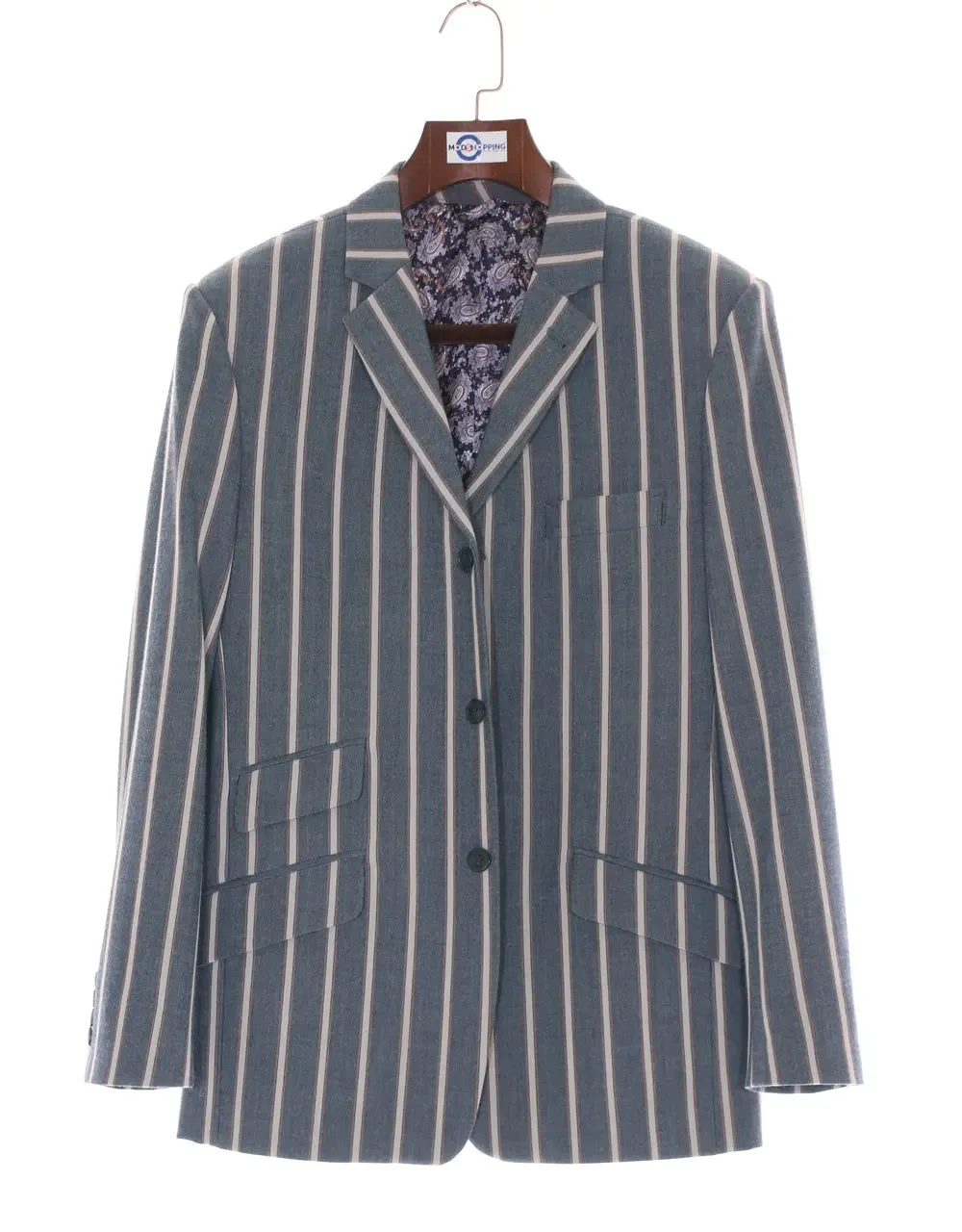 Boating Blazer | Light Grey and White Striped Blazer