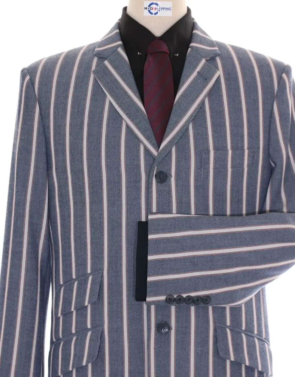 Boating Blazer | Light Grey and White Striped Blazer