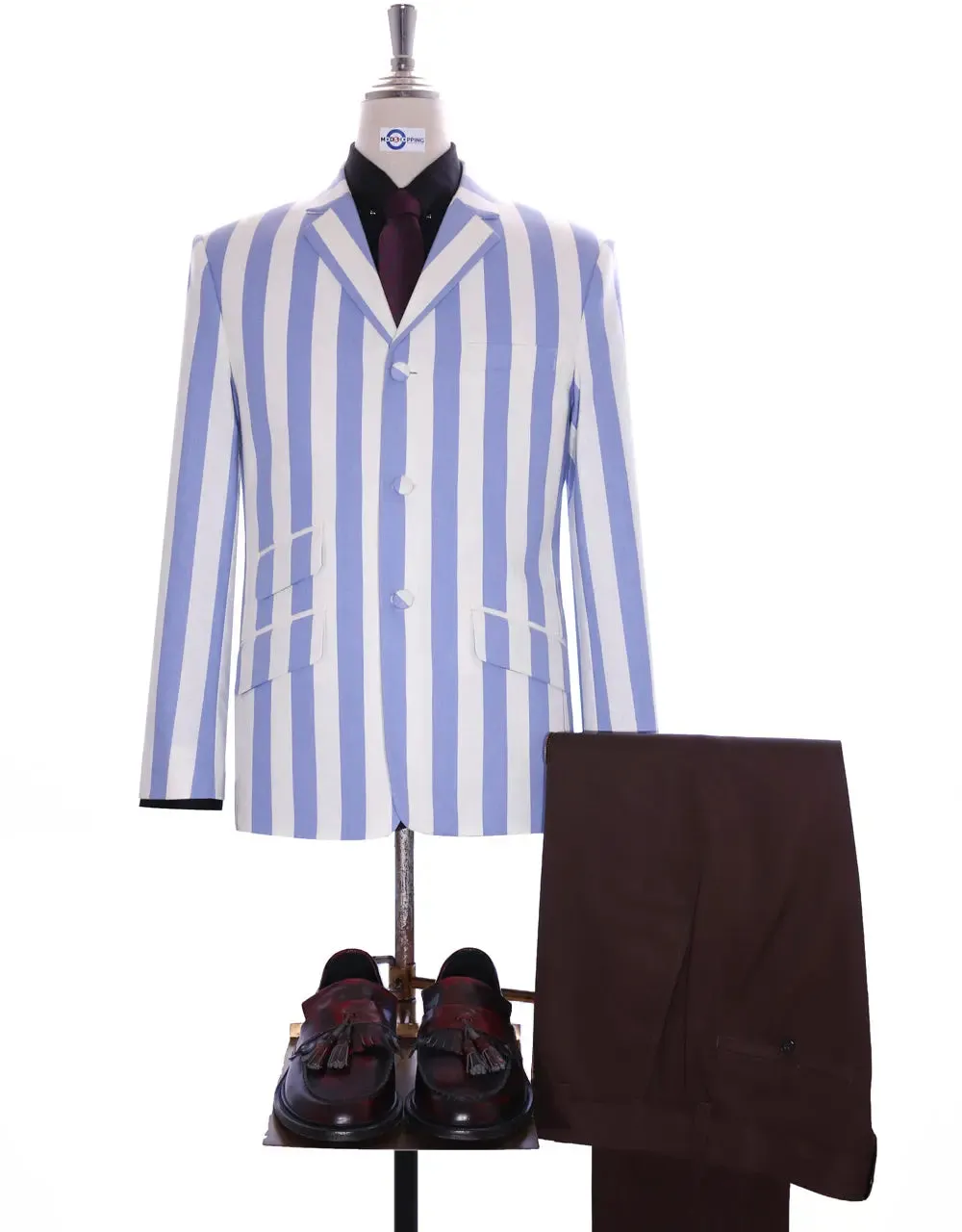 Boating Blazer | Sky Blue and White Striped Jacket