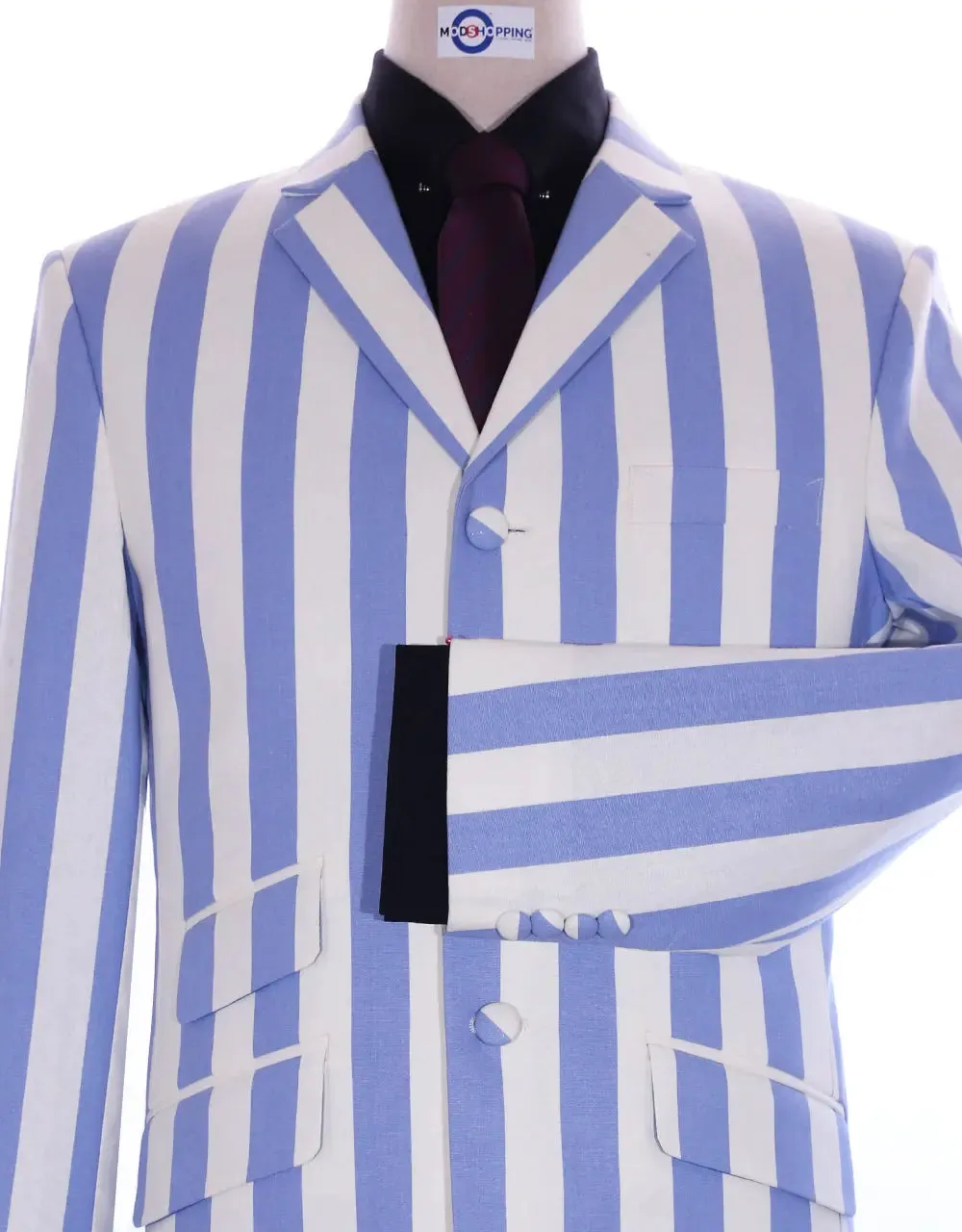 Boating Blazer | Sky Blue and White Striped Jacket