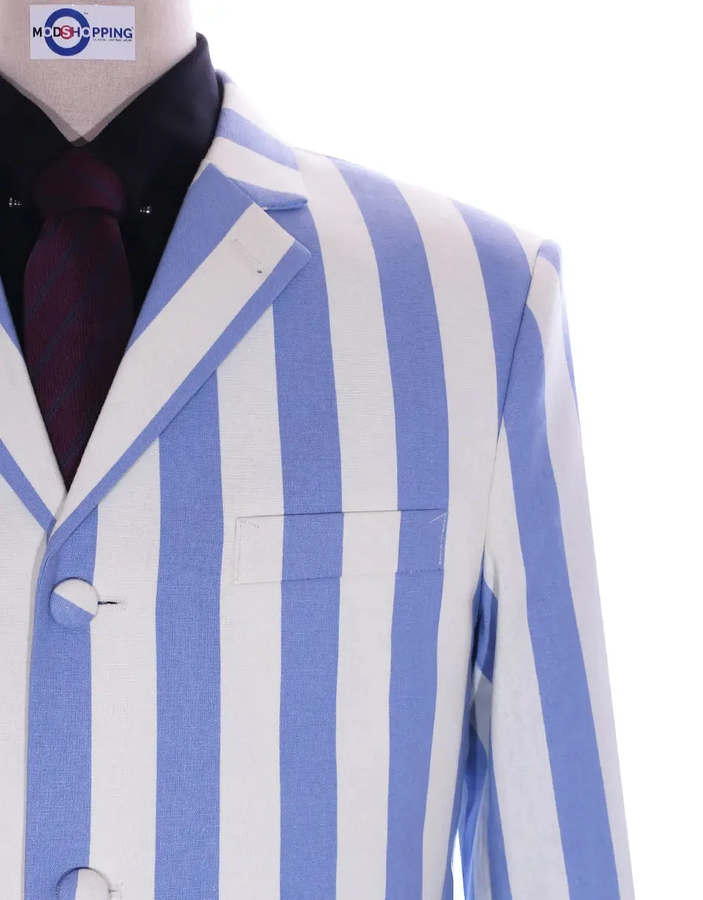 Boating Blazer | Sky Blue and White Striped Jacket