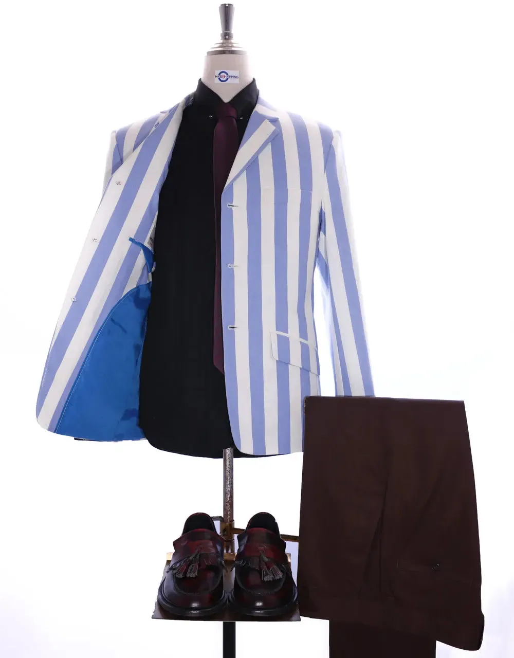 Boating Blazer | Sky Blue and White Striped Jacket