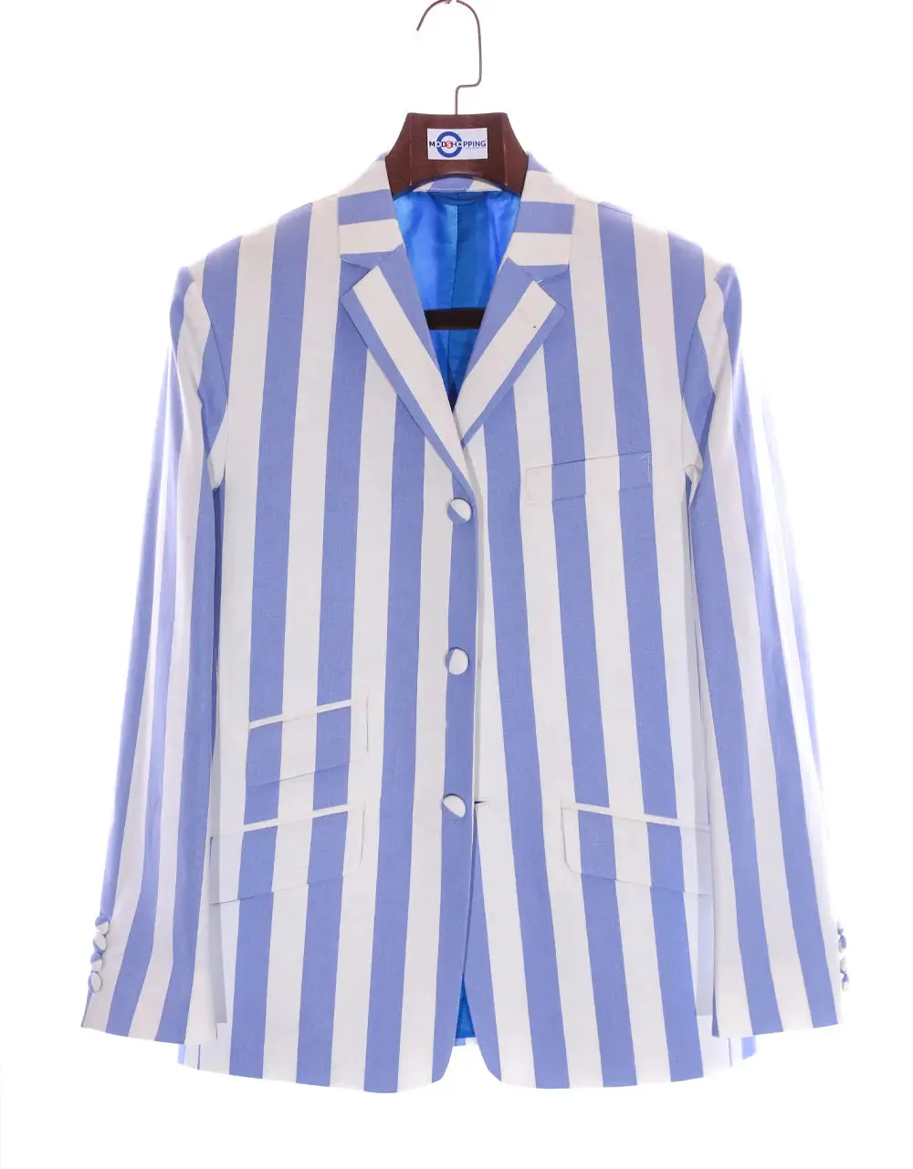 Boating Blazer | Sky Blue and White Striped Jacket