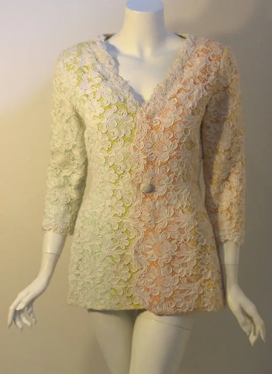 BOB MACKIE Circa 1980s Lace Embroidered Skirt Suit