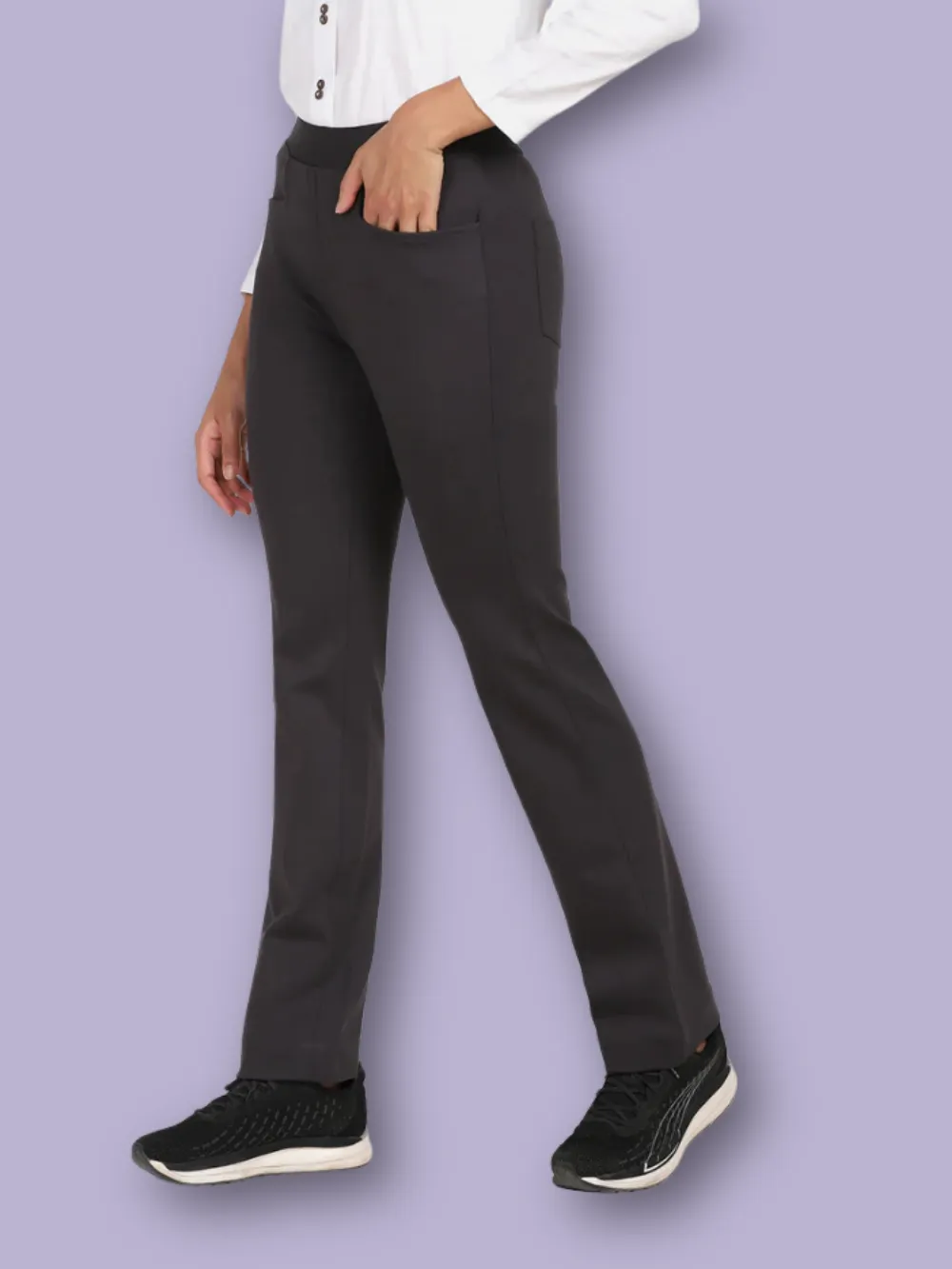 Boot Cut Mid Waist Stretch Pants