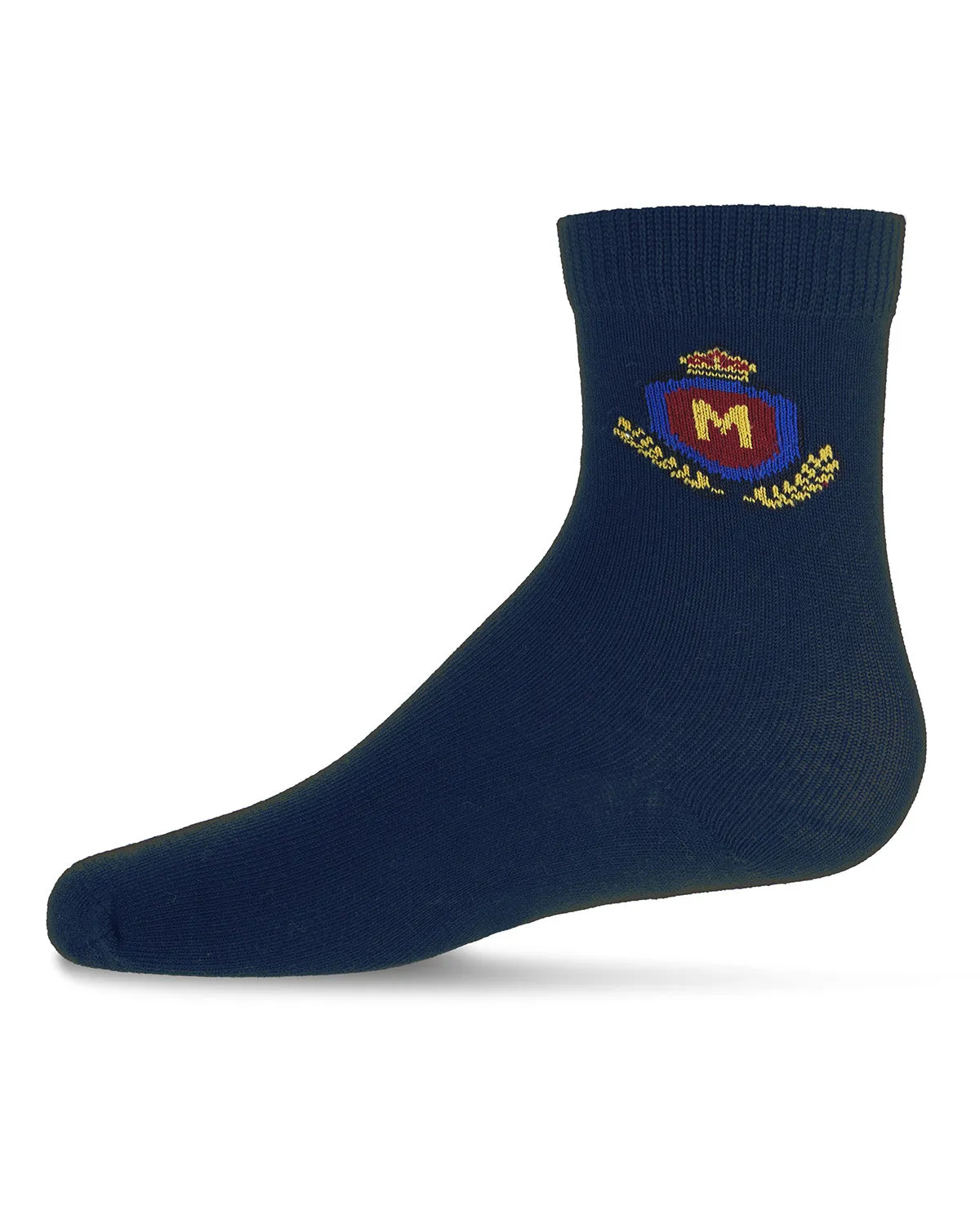 Boys Stitched M Crest Solid Color Dress Crew Socks