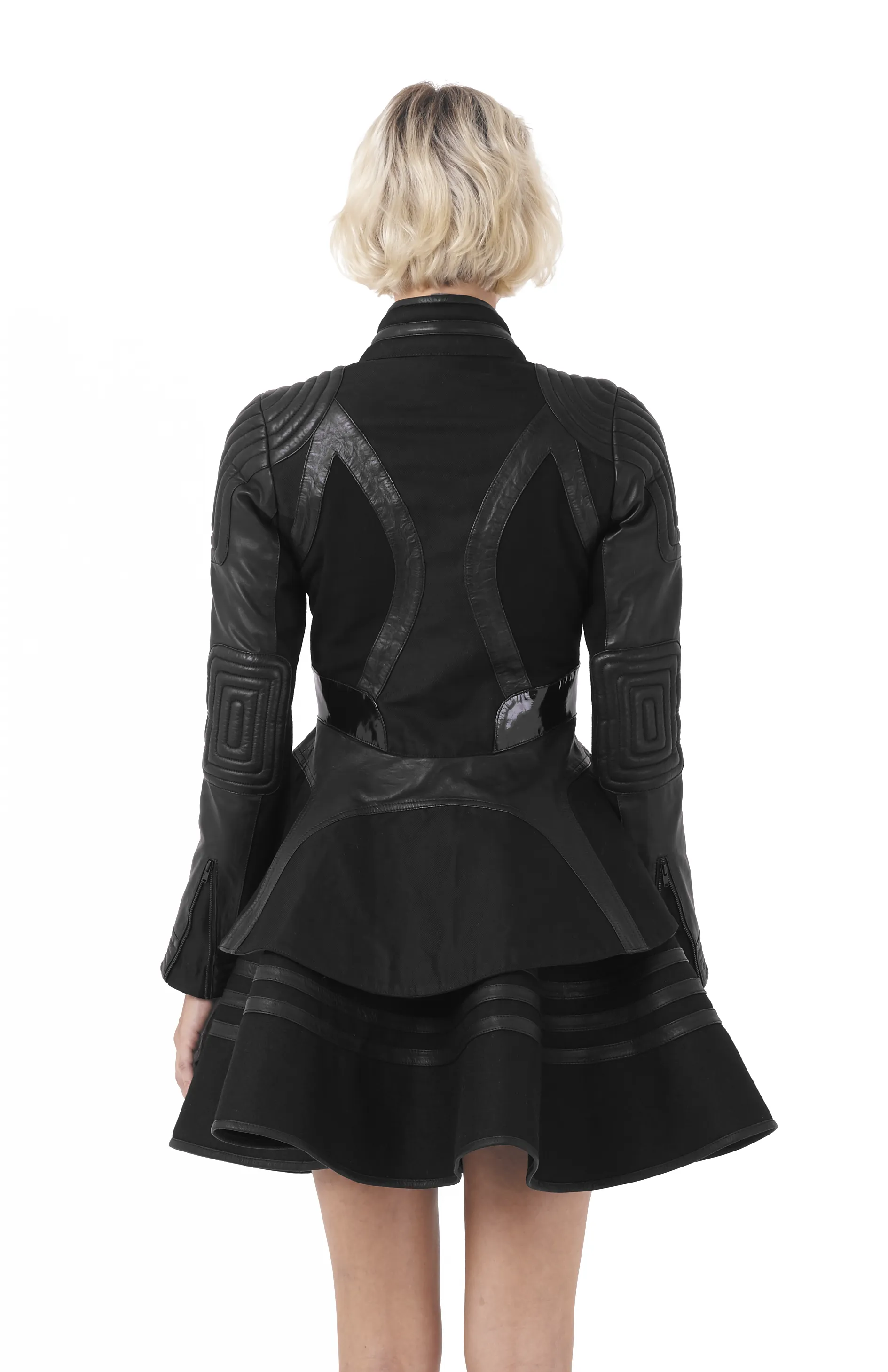 Brechia Leather Peplum Jacket