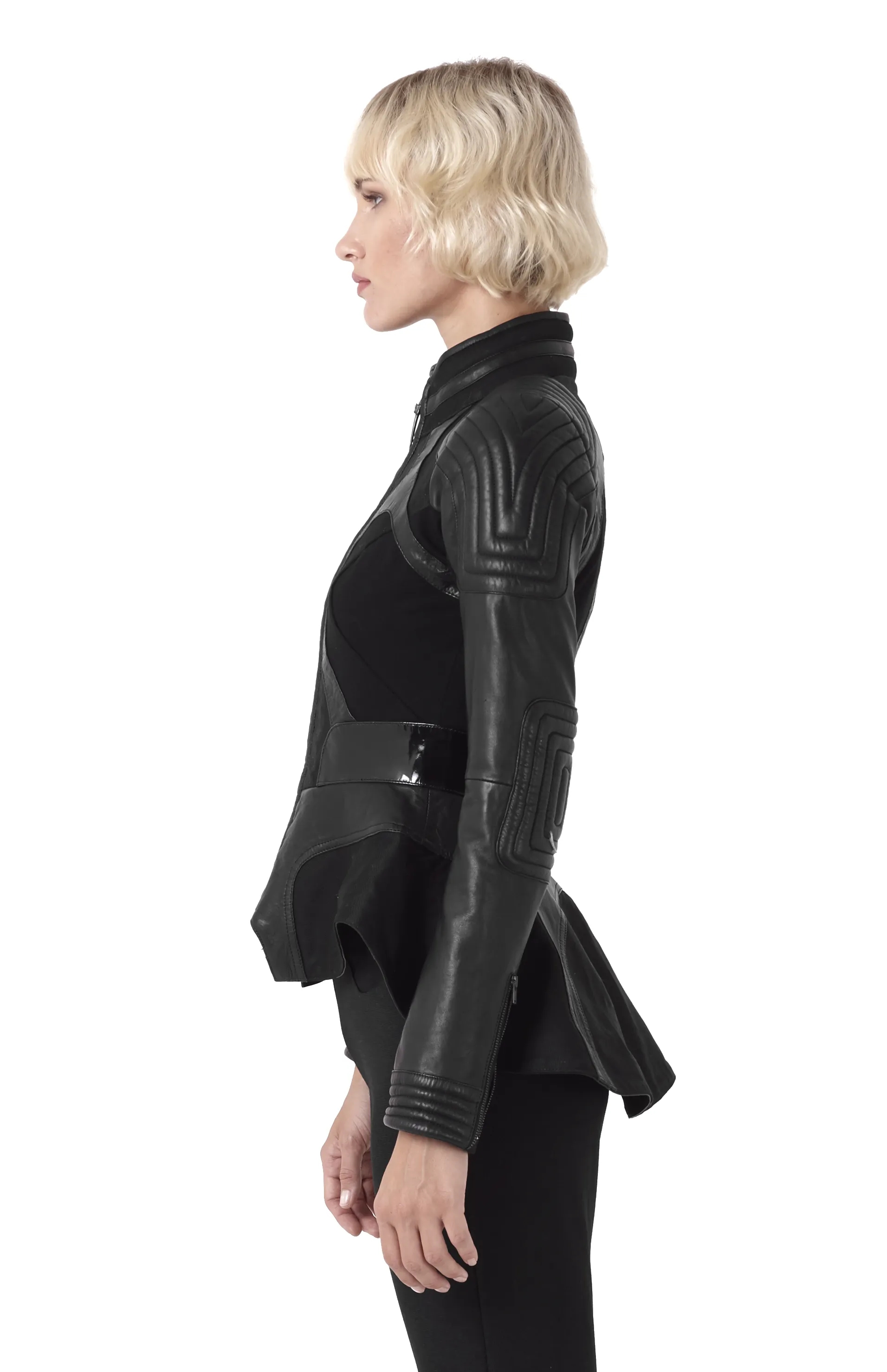 Brechia Leather Peplum Jacket