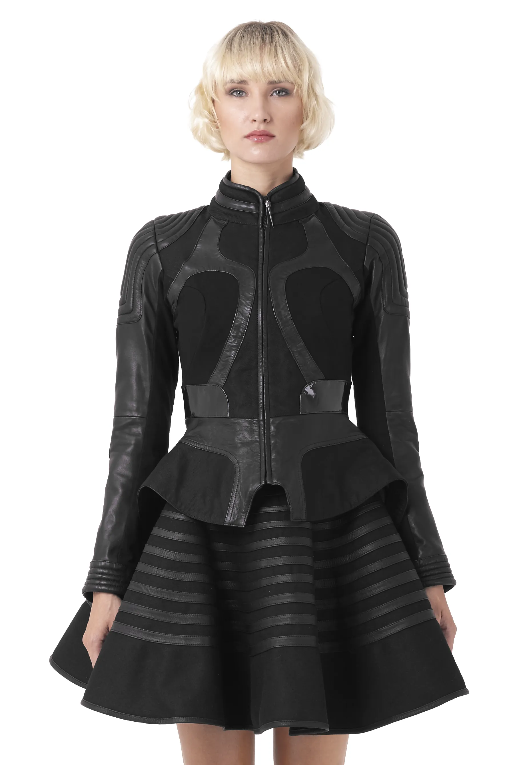 Brechia Leather Peplum Jacket