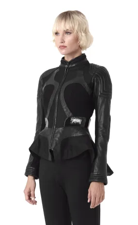 Brechia Leather Peplum Jacket