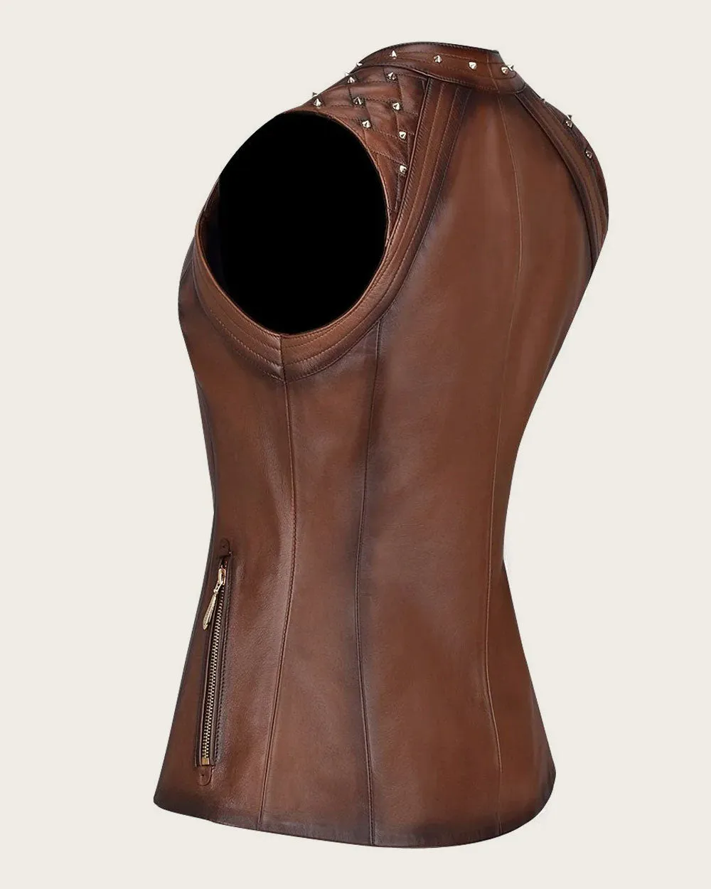 Brown with spike studs vest