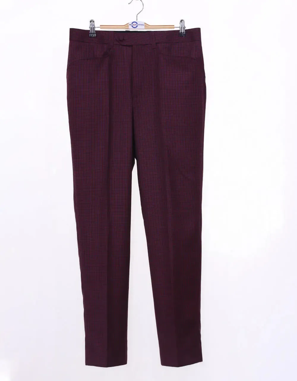 Burgundy Houndstooth Suit Jacket Size 38R Trouser 32/32