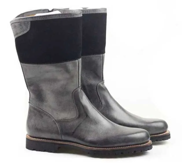 Calfskin & Suede Boot Boot Grey